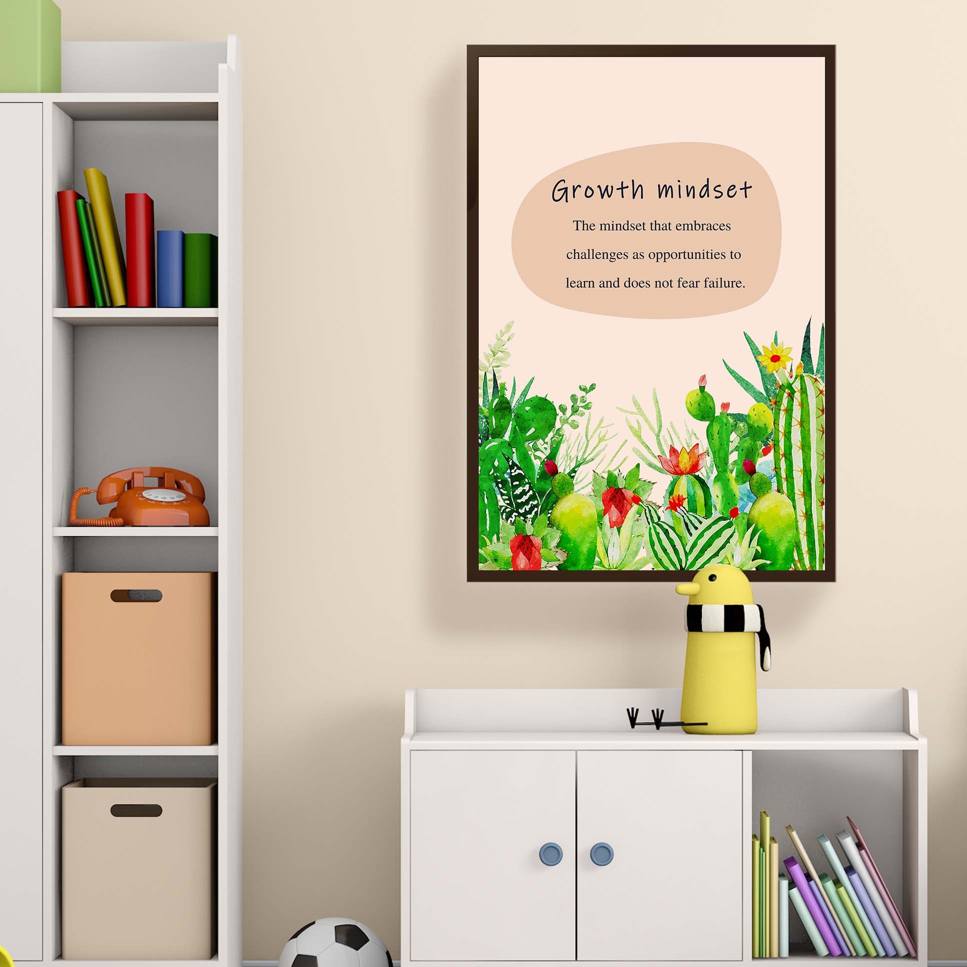 Cactus Growth Mindset Mental Health Quote Wall Art - Image 3