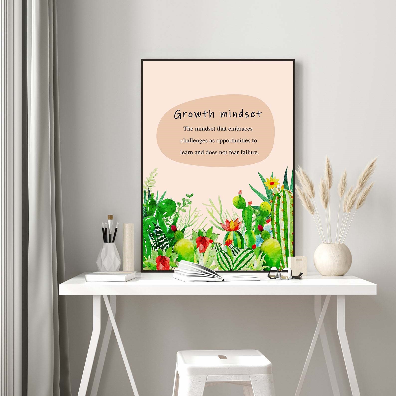 Cactus Growth Mindset Mental Health Quote Wall Art - Image 5