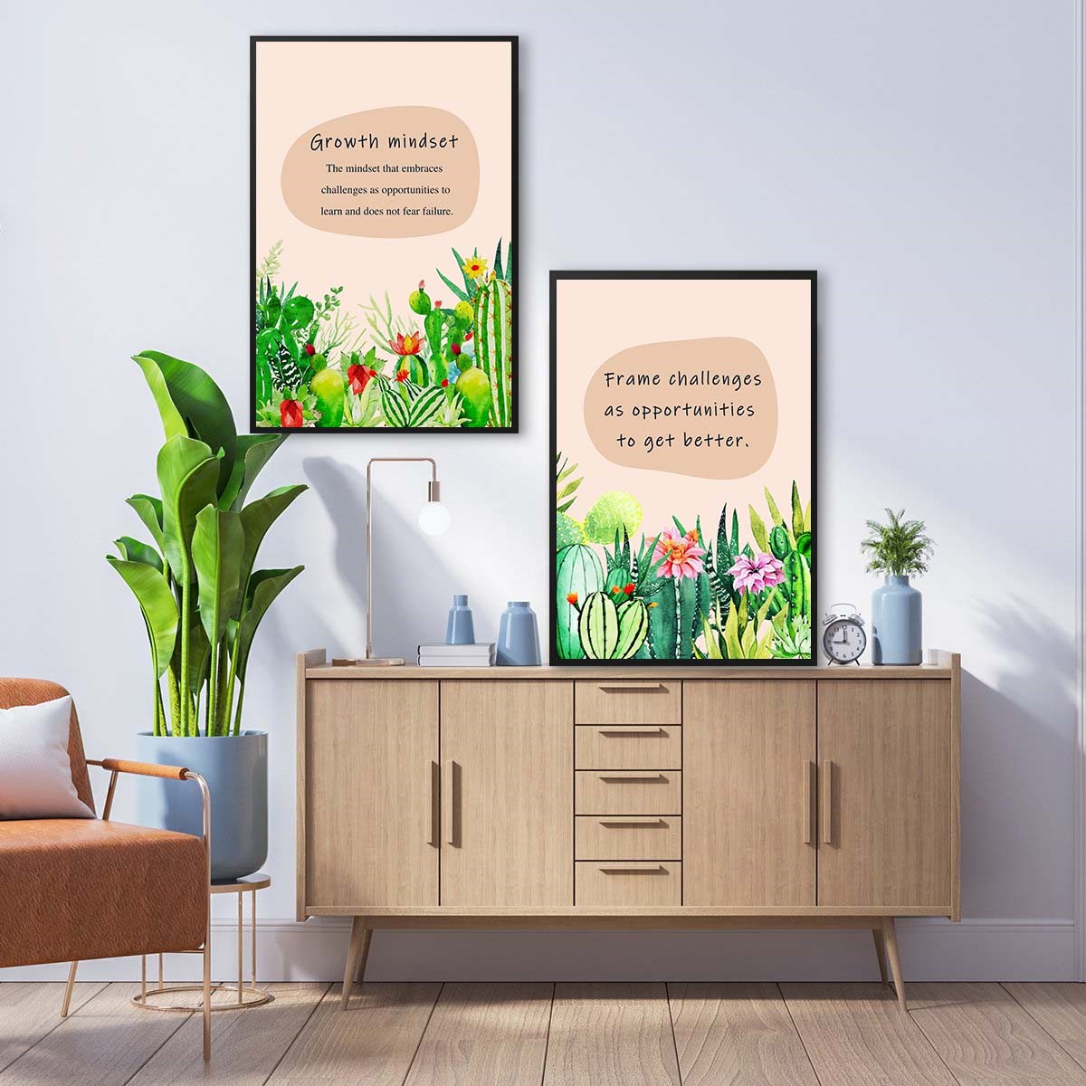 Cactus Growth Mindset Mental Health Quote Wall Art - Image 6