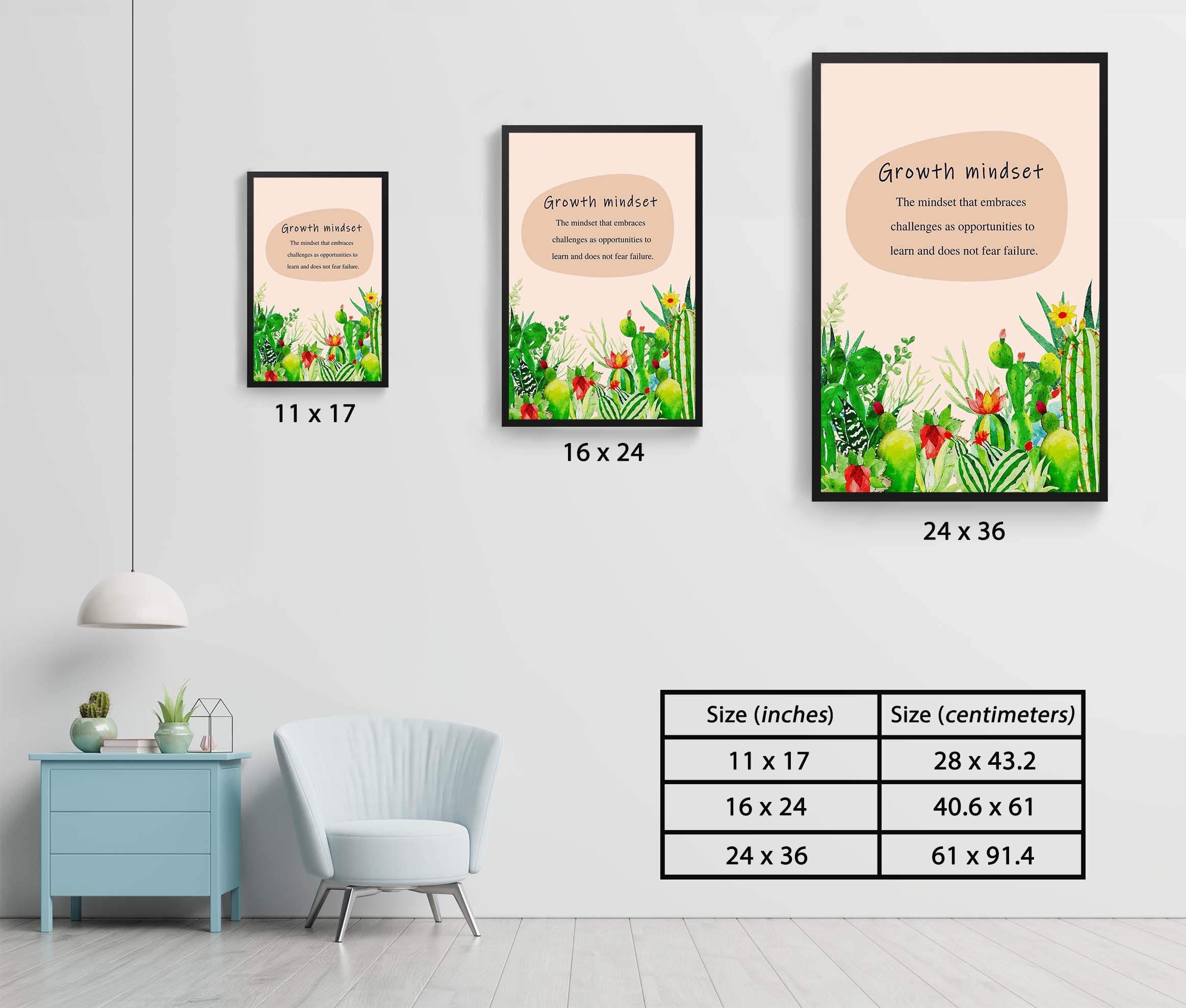 Cactus Growth Mindset Mental Health Quote Wall Art - Image 7
