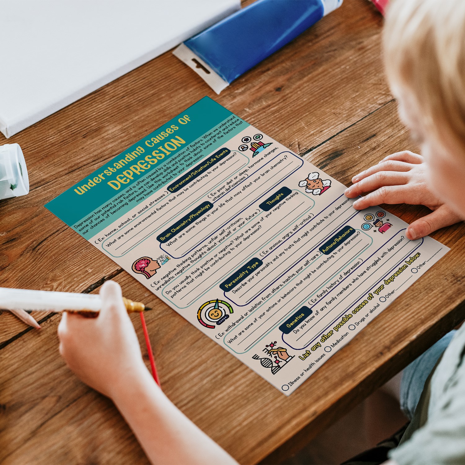 Causes of Depression Fillable Worksheet Printable - Image 3