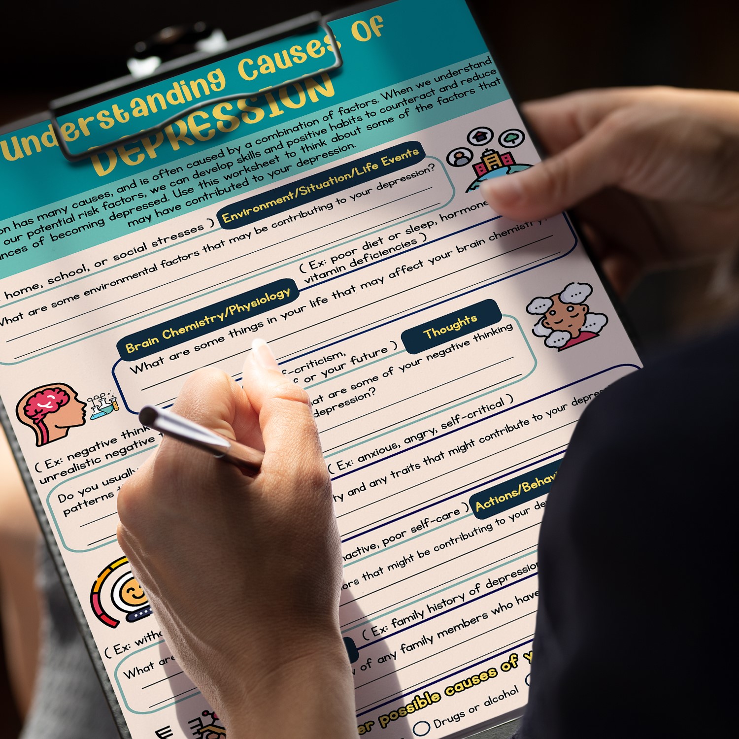 Causes of Depression Fillable Worksheet Printable - Image 5