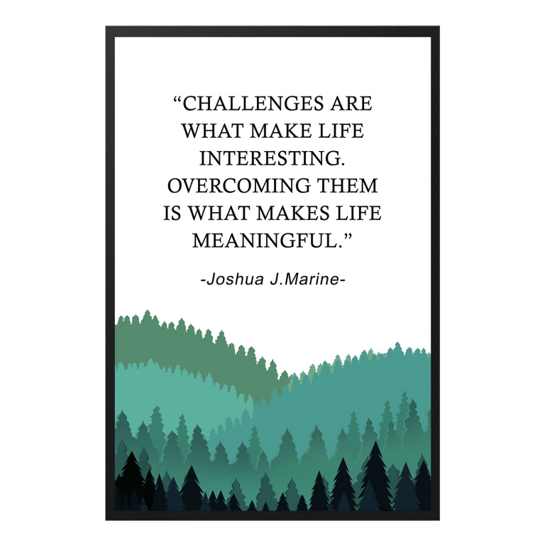 Challenges hand-drawn wall art print — A soft, hand-illustrated scene turning a ste