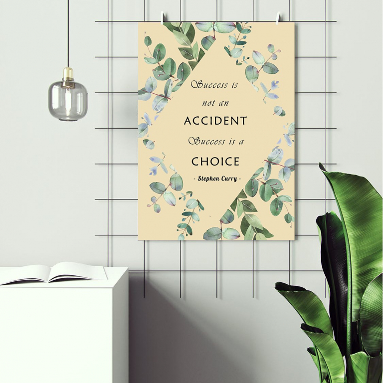 Choice print framed and displayed in a classroom