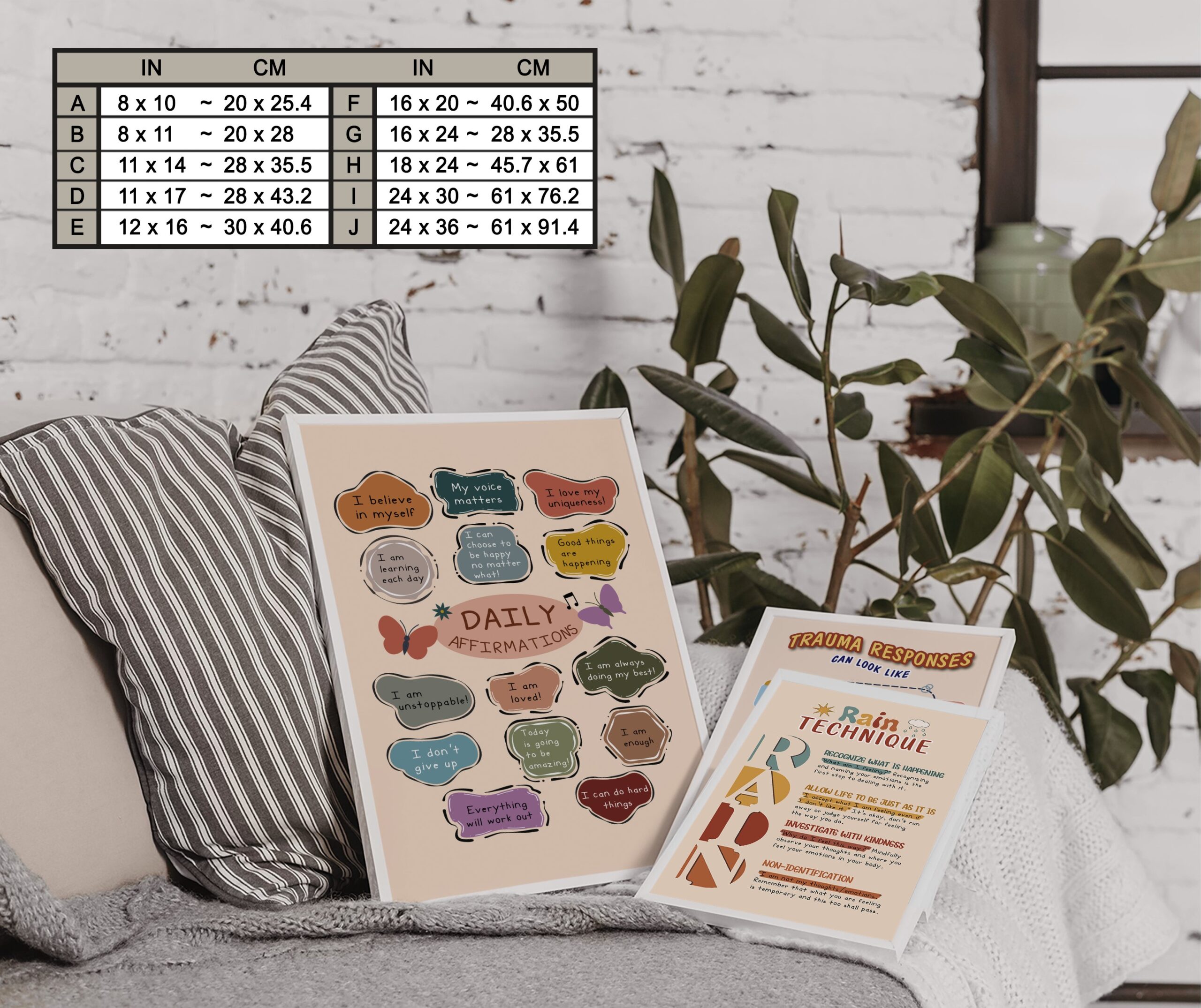 Daily Affirmations Boho Mental Health Wall Art - Image 6