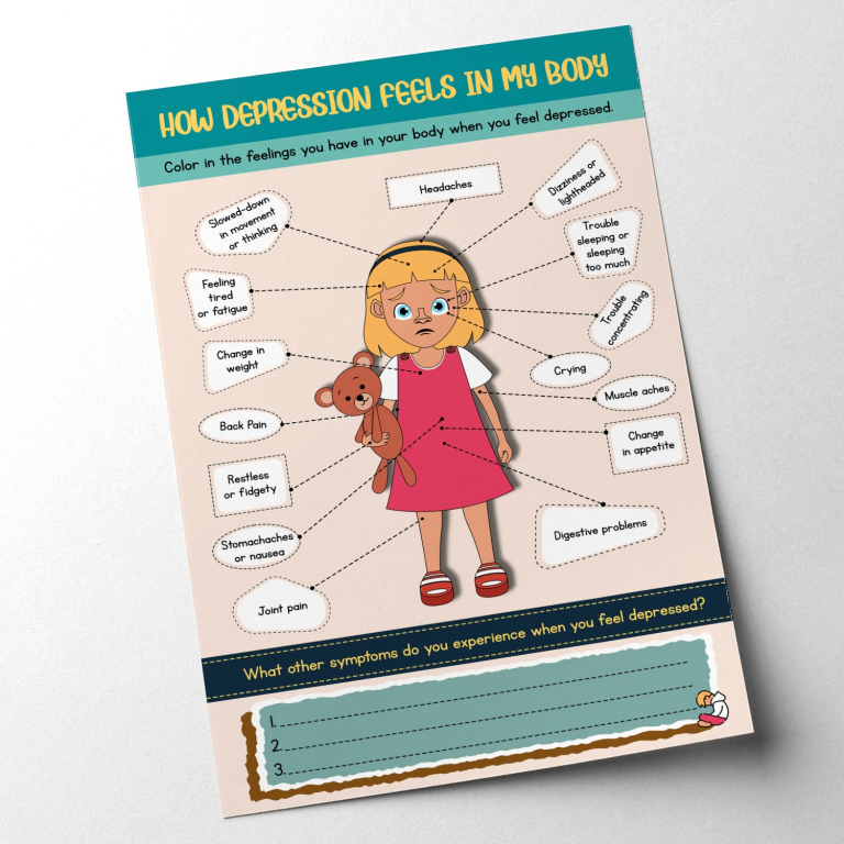 Depression Symptoms hand-drawn therapy print — A hand-drawn fillable checklist of depression
