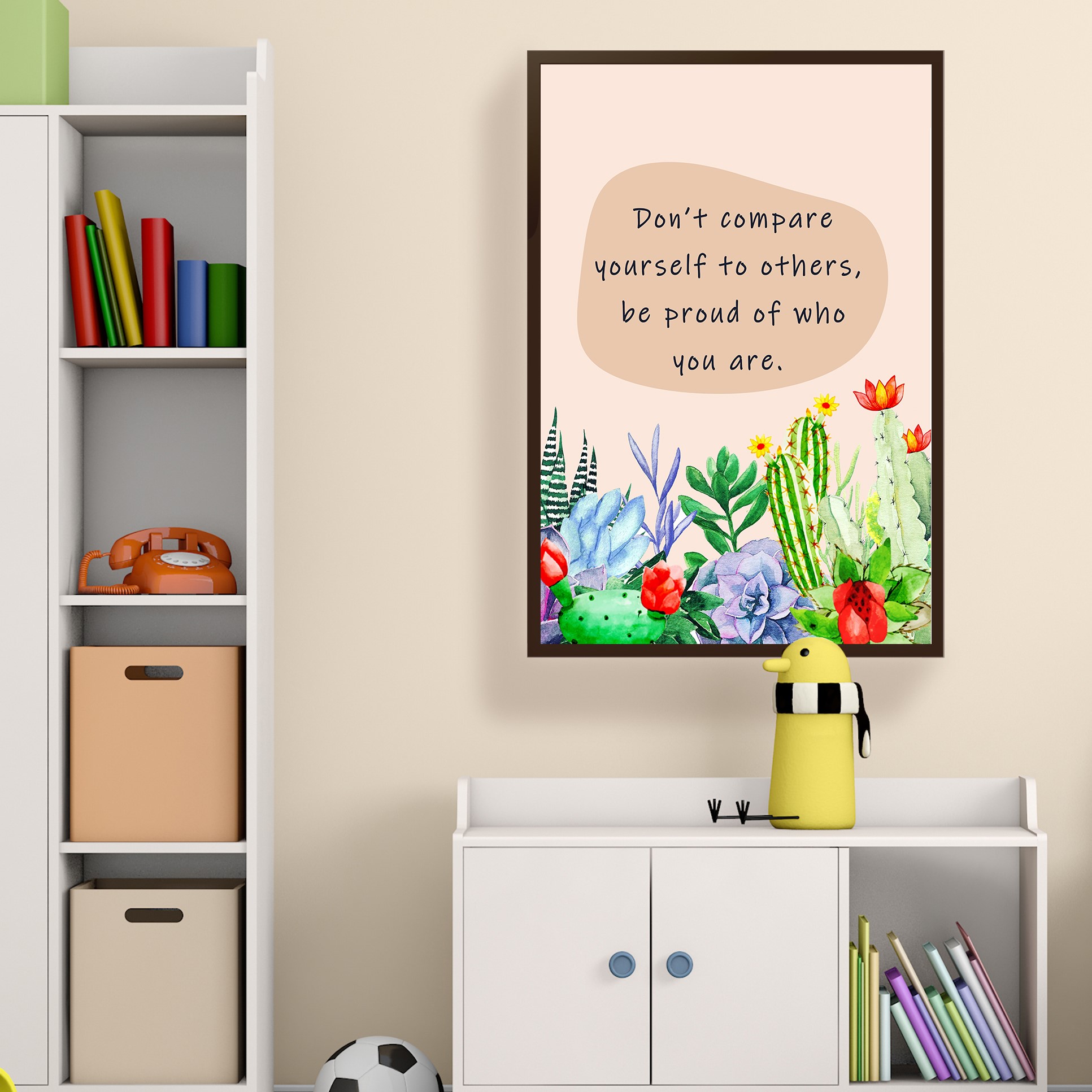 Don't Compare Yourself Growth Mindset Quote Wall Art - Image 3