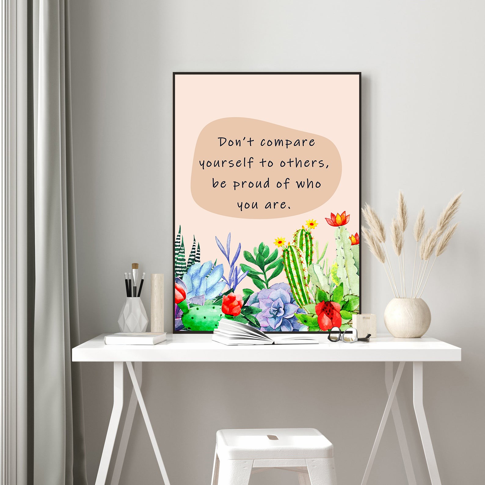Don't Compare Yourself Growth Mindset Quote Wall Art - Image 5