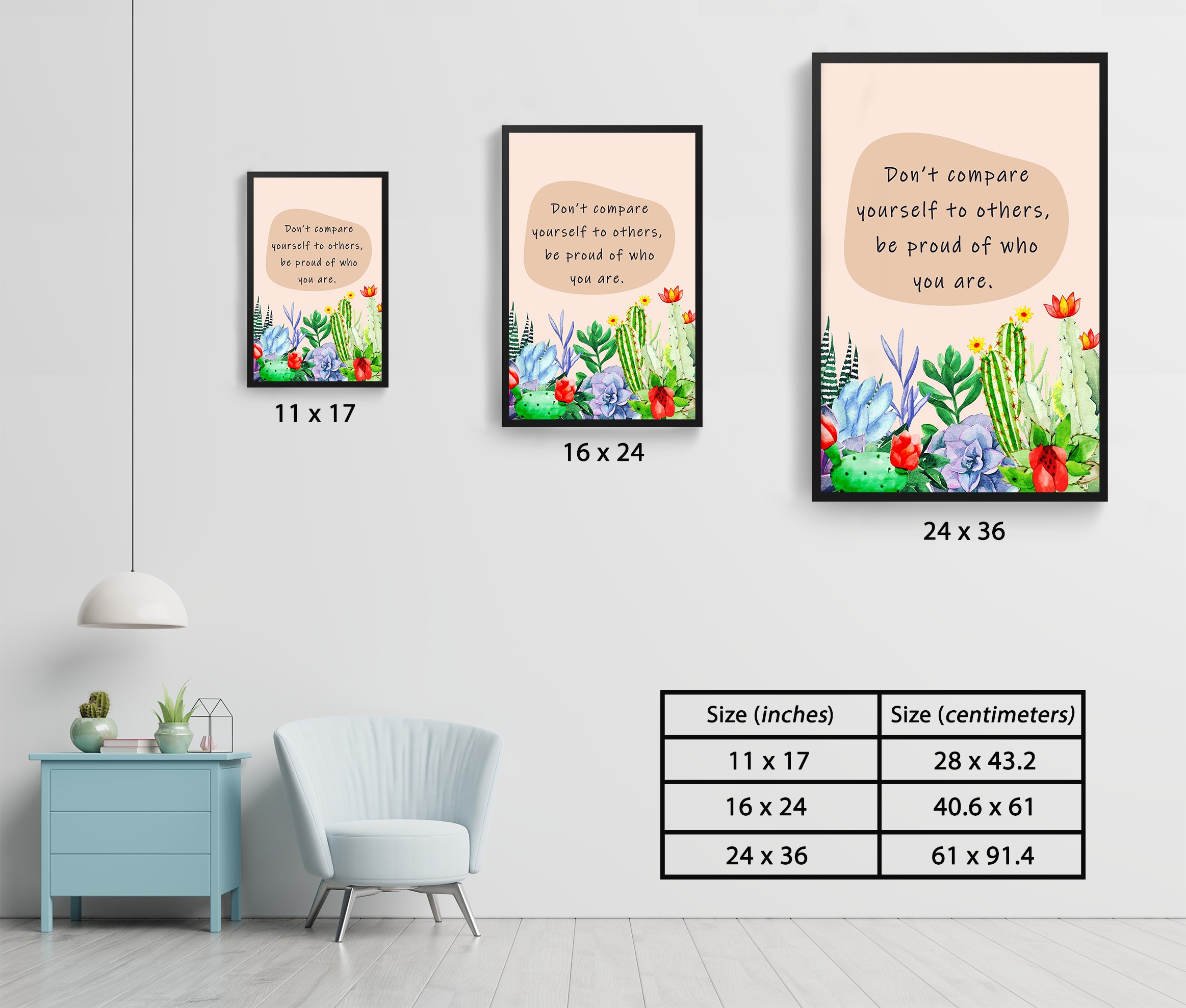 Don't Compare Yourself Growth Mindset Quote Wall Art - Image 7