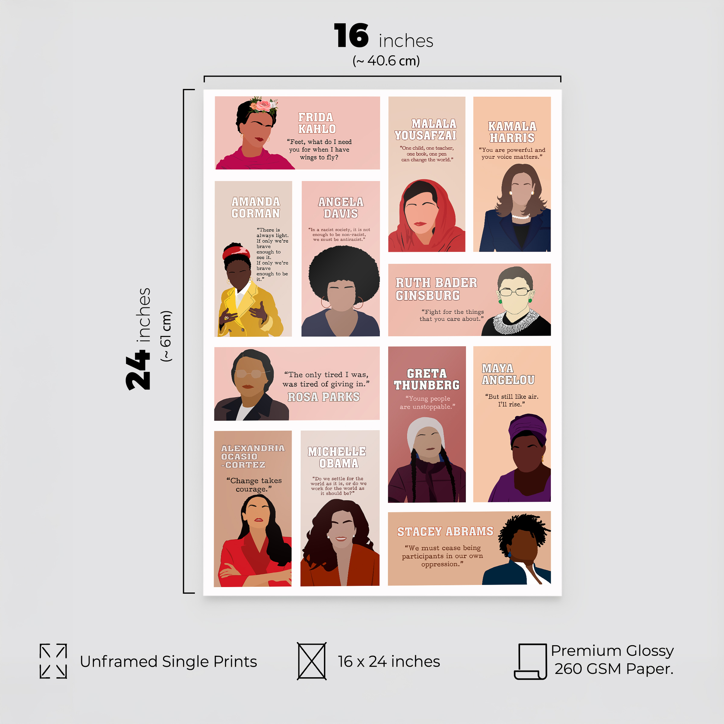 Empowered Women Inspirational Unframed 16x24in Laminated Hand-drawn Wall Art - Image 2