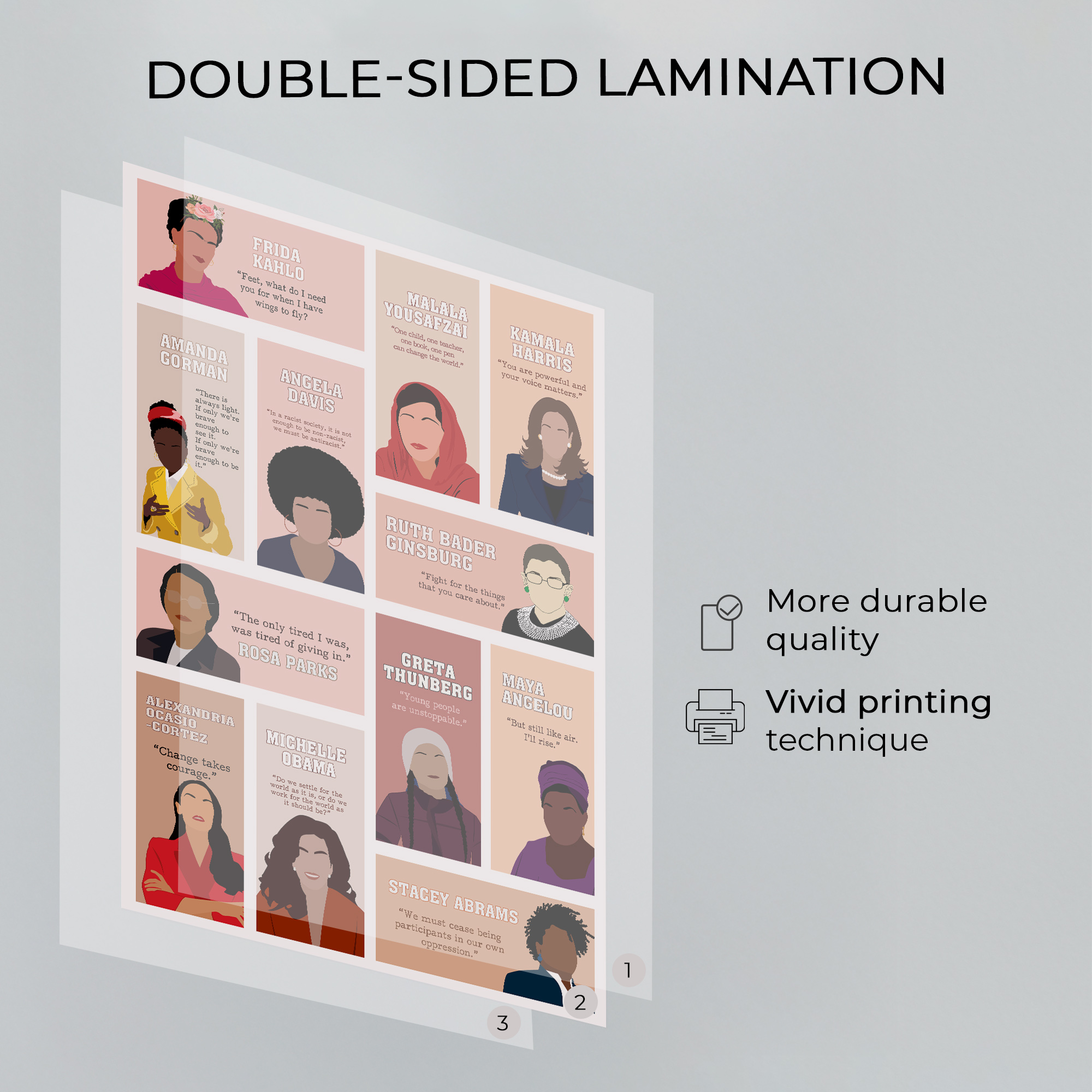 Empowered Women Inspirational Unframed 16x24in Laminated Hand-drawn Wall Art - Image 3