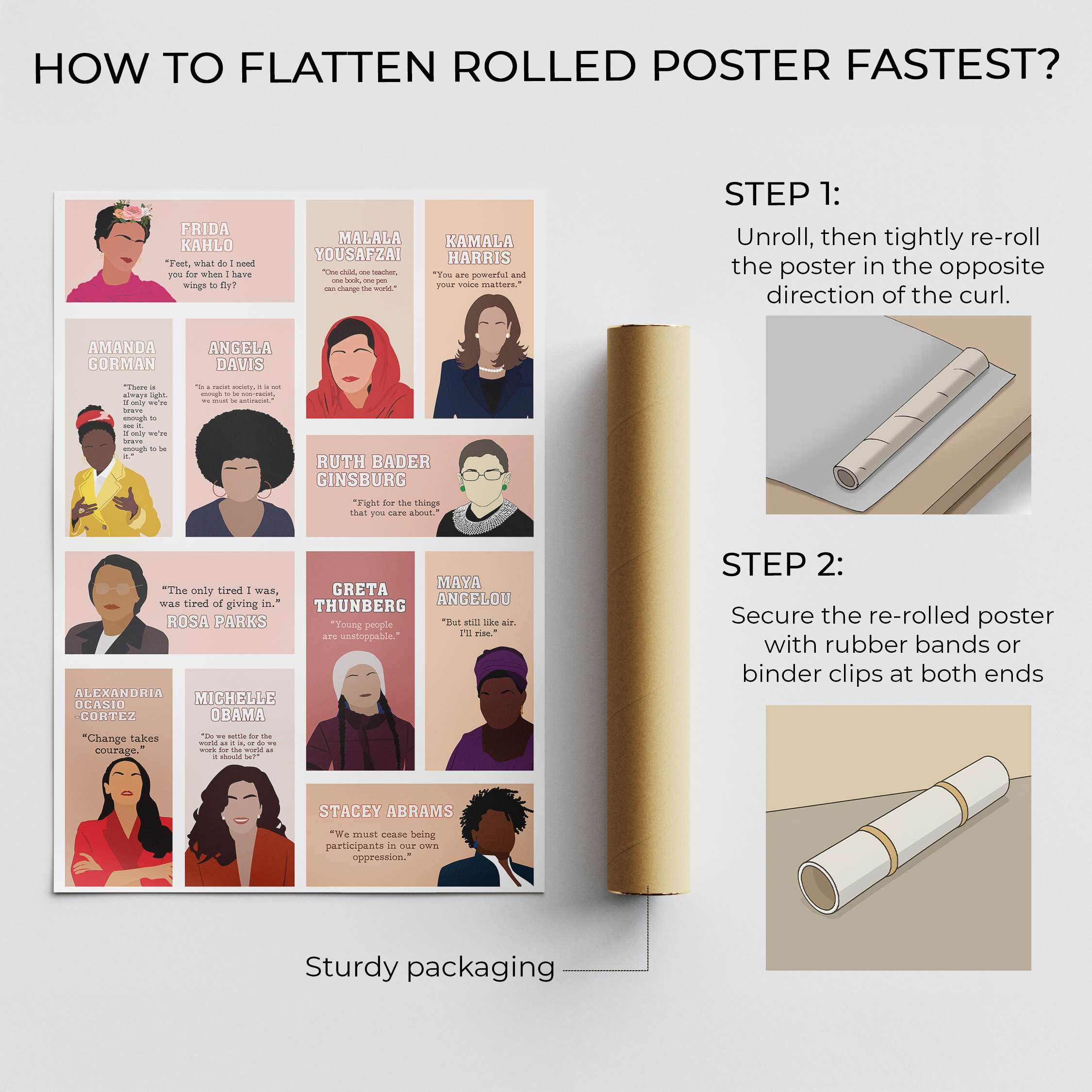 Empowered Women Inspirational Unframed 16x24in Laminated Hand-drawn Wall Art - Image 7