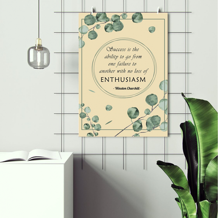 Enthusiasm print framed and displayed in a classroom