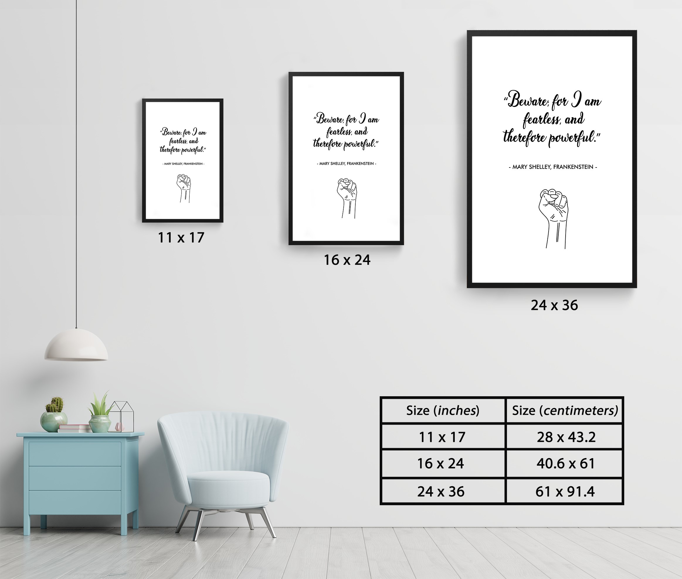 Fearless and Powerful Growth Mindset Quote Wall Art - Image 7