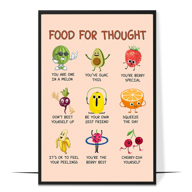 Food for Thought hand-drawn boho print — A hand-drawn boho plate of 'food for thought'