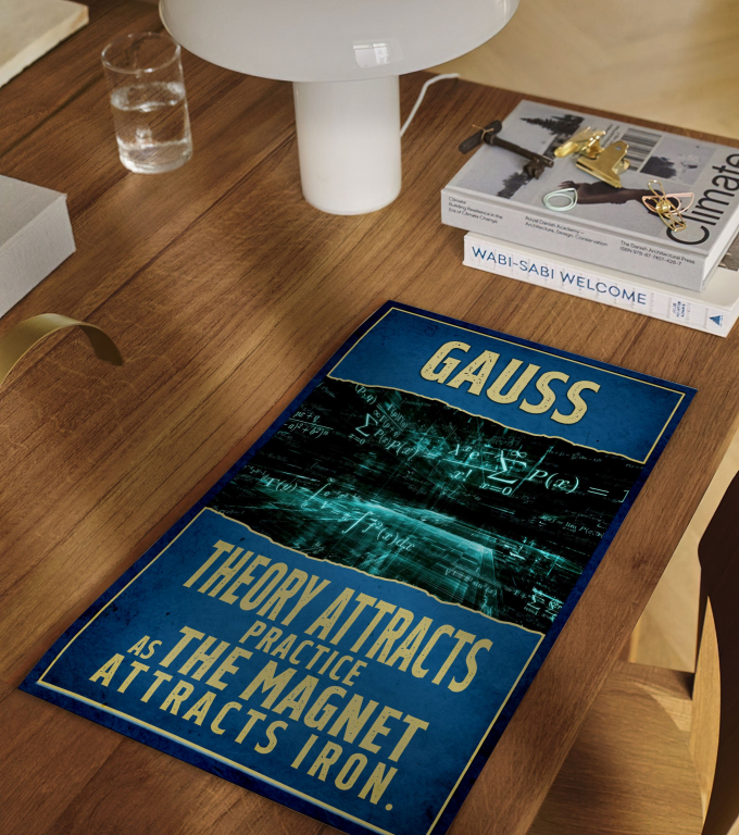 Carl Gauss poster framed and displayed in a classroom