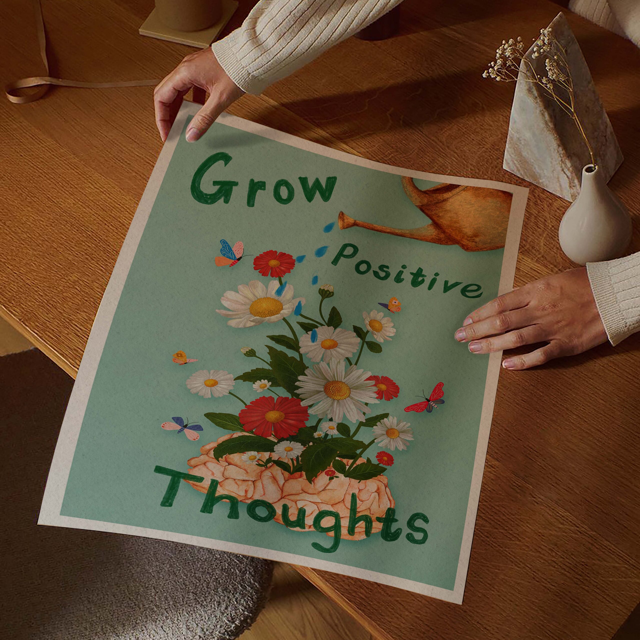 Grow Positive Thoughts Mental Health Wall Art - Image 2