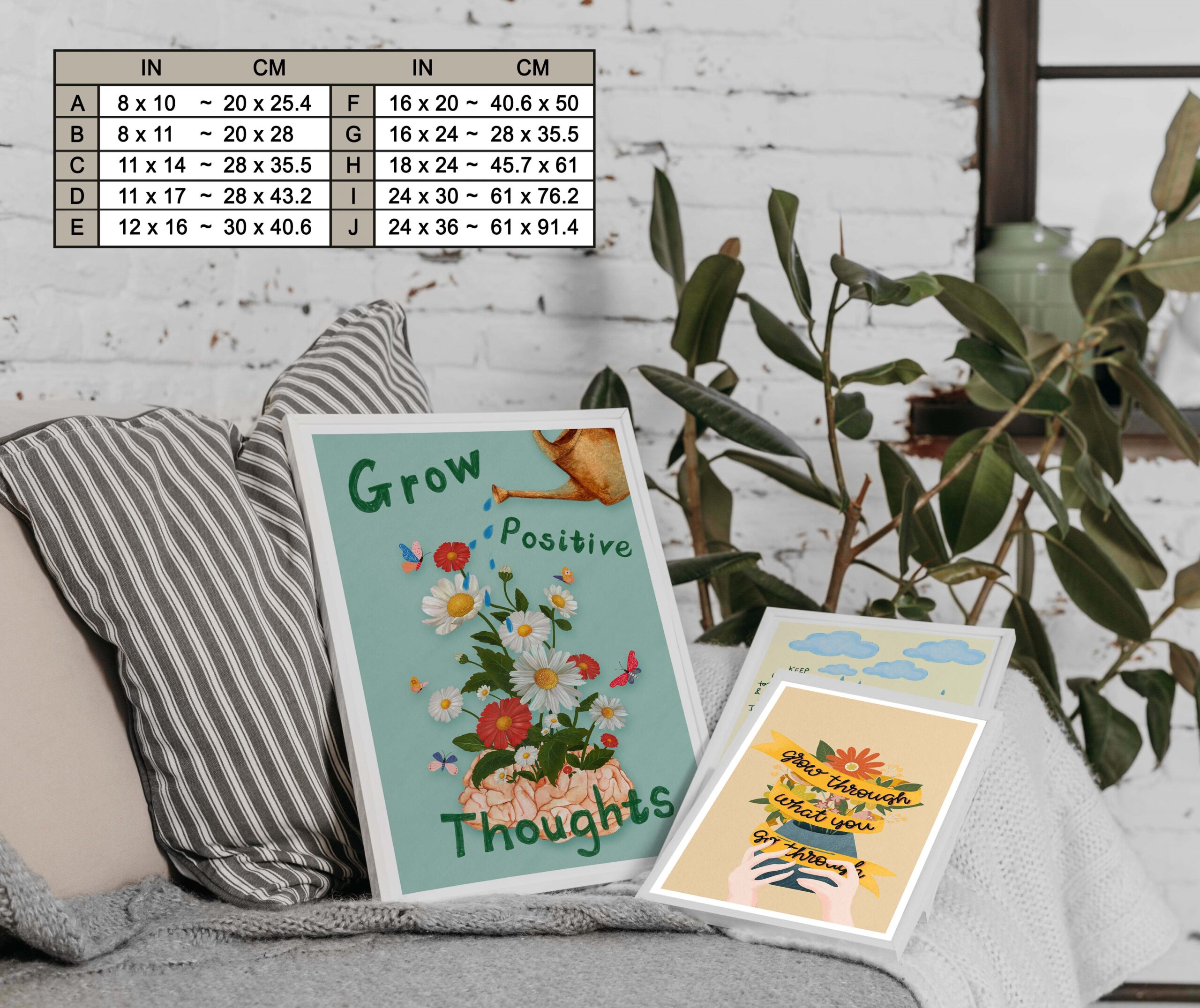 Grow Positive Thoughts Mental Health Wall Art - Image 7