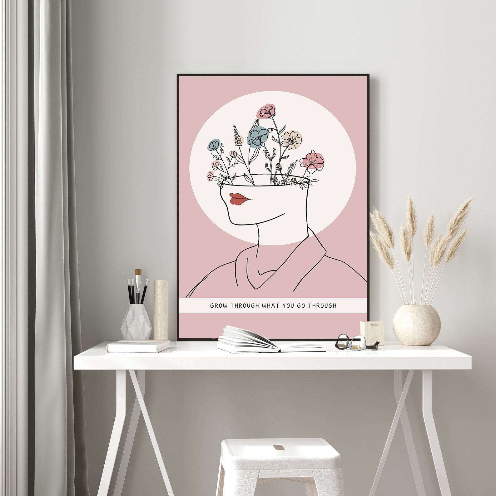 Grow Through Positive Mental Health Abstract Wall Art - Image 2