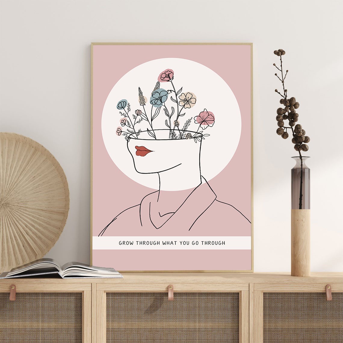 Grow Through Positive Mental Health Abstract Wall Art - Image 3