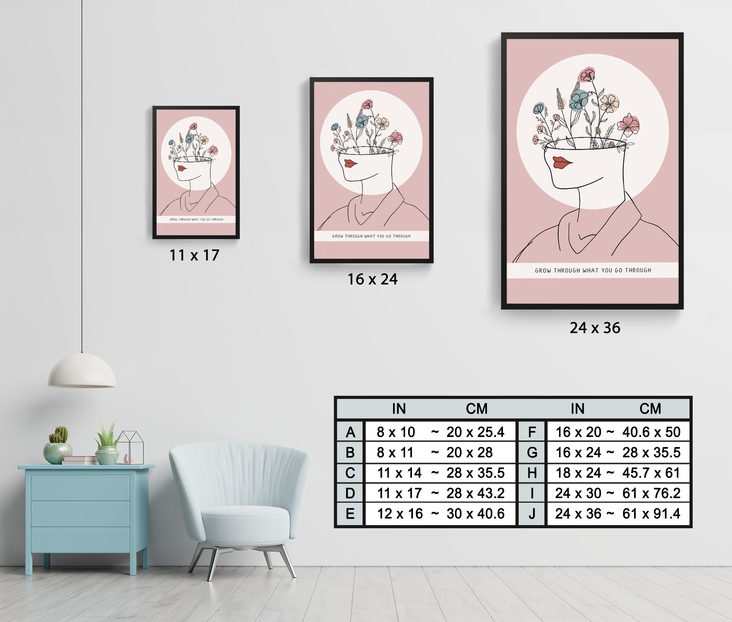 Grow Through Positive Mental Health Abstract Wall Art - Image 7