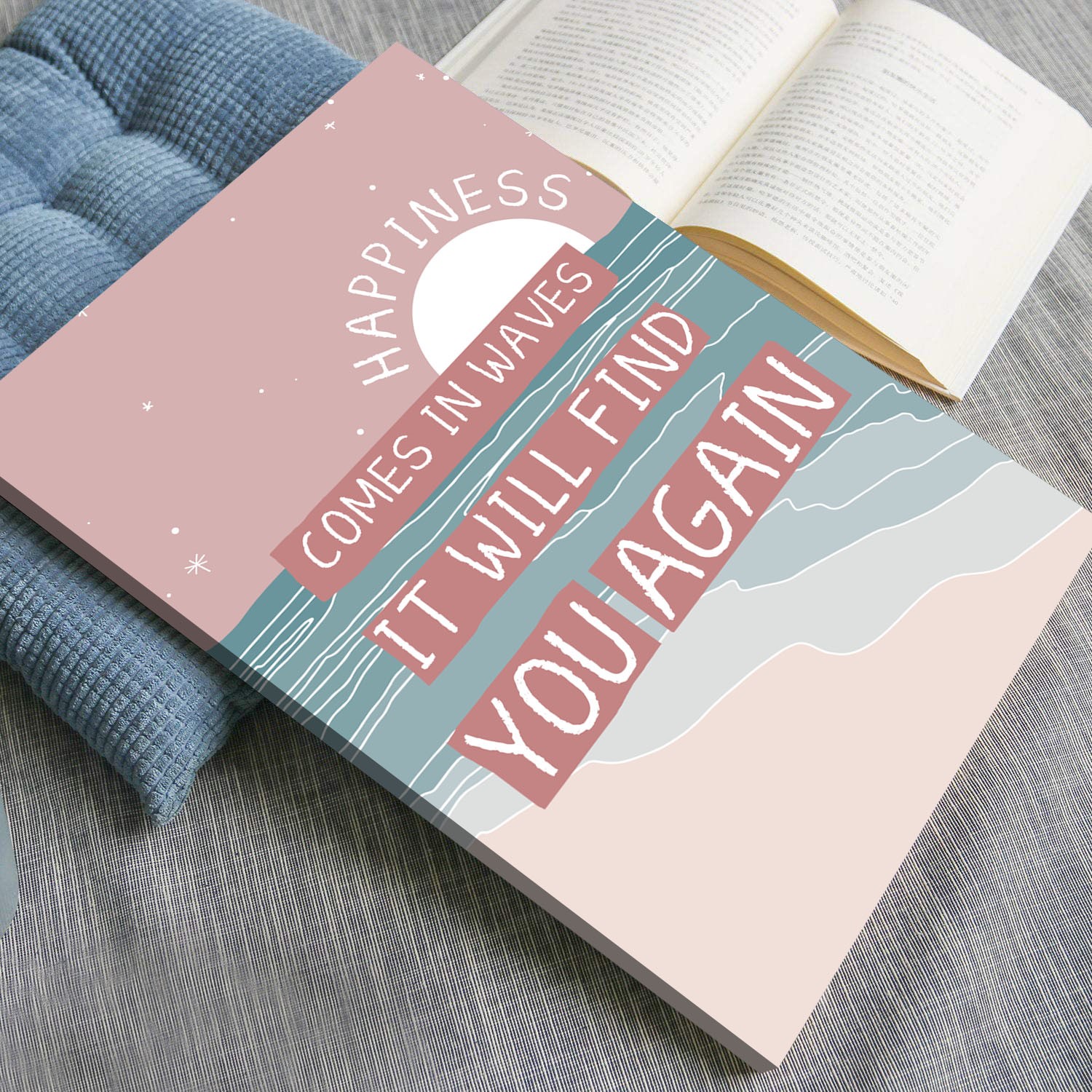 Happiness Comes in Waves Mental Health Wall Art - Image 5