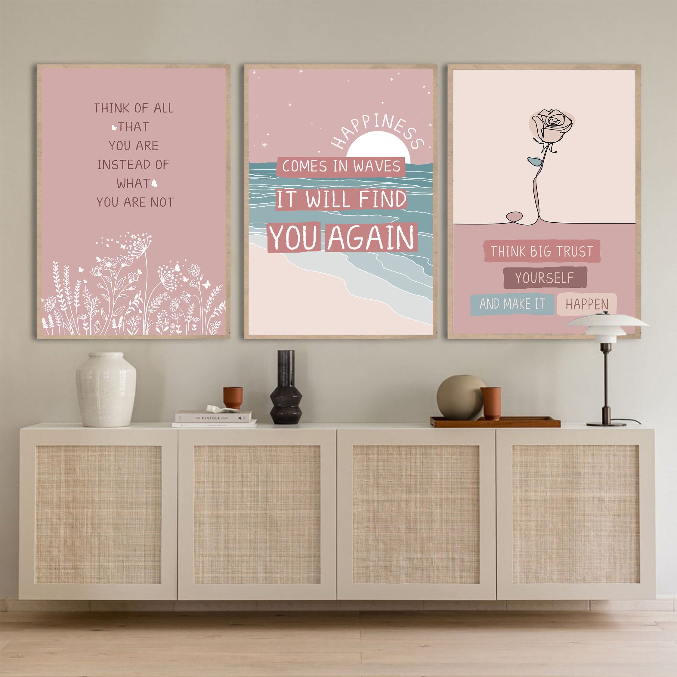 Happiness Comes in Waves Mental Health Wall Art - Image 6