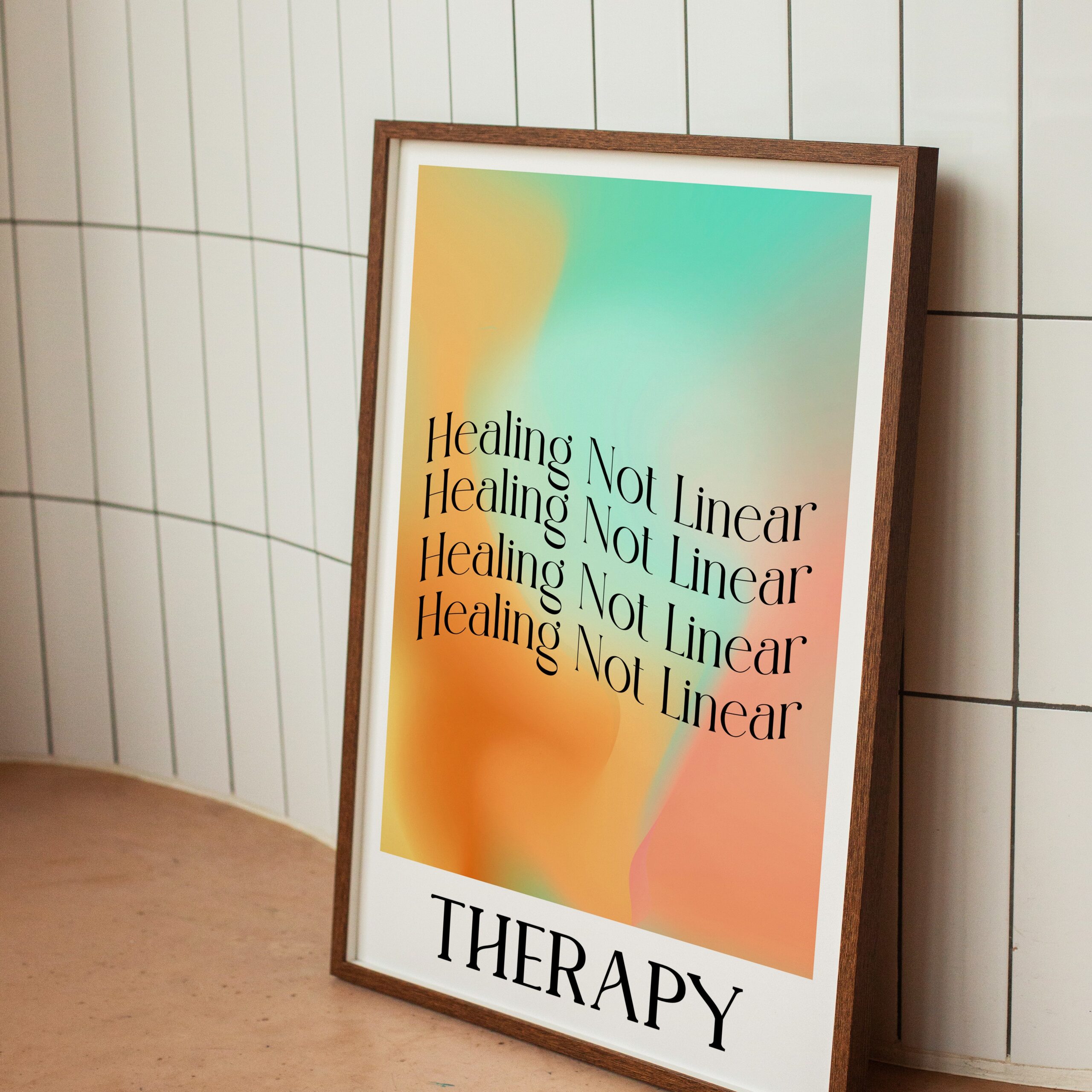 Healing Not Linear Aura Pink Mental Health Wall Art - Image 2