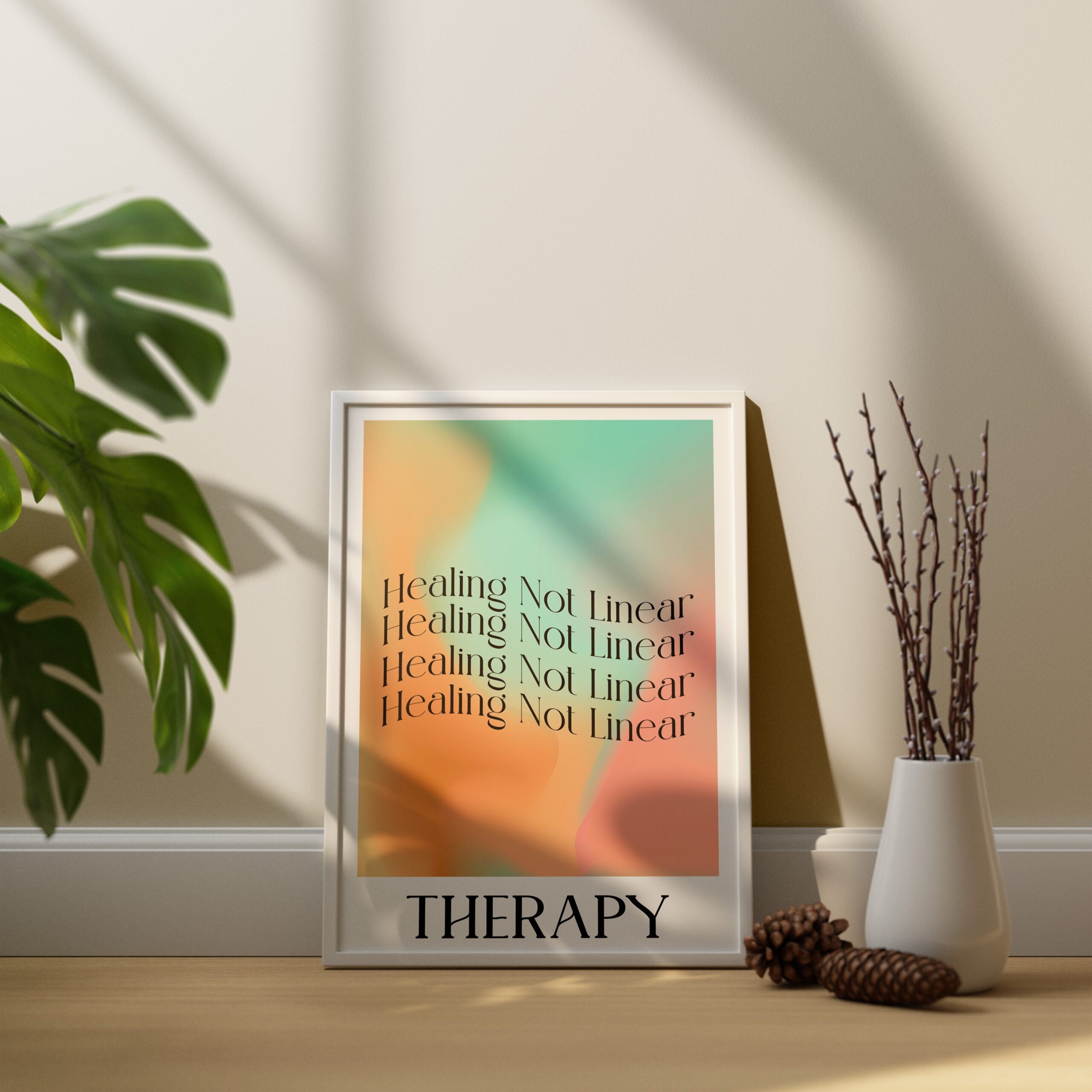 Healing Not Linear Aura Pink Mental Health Wall Art - Image 5