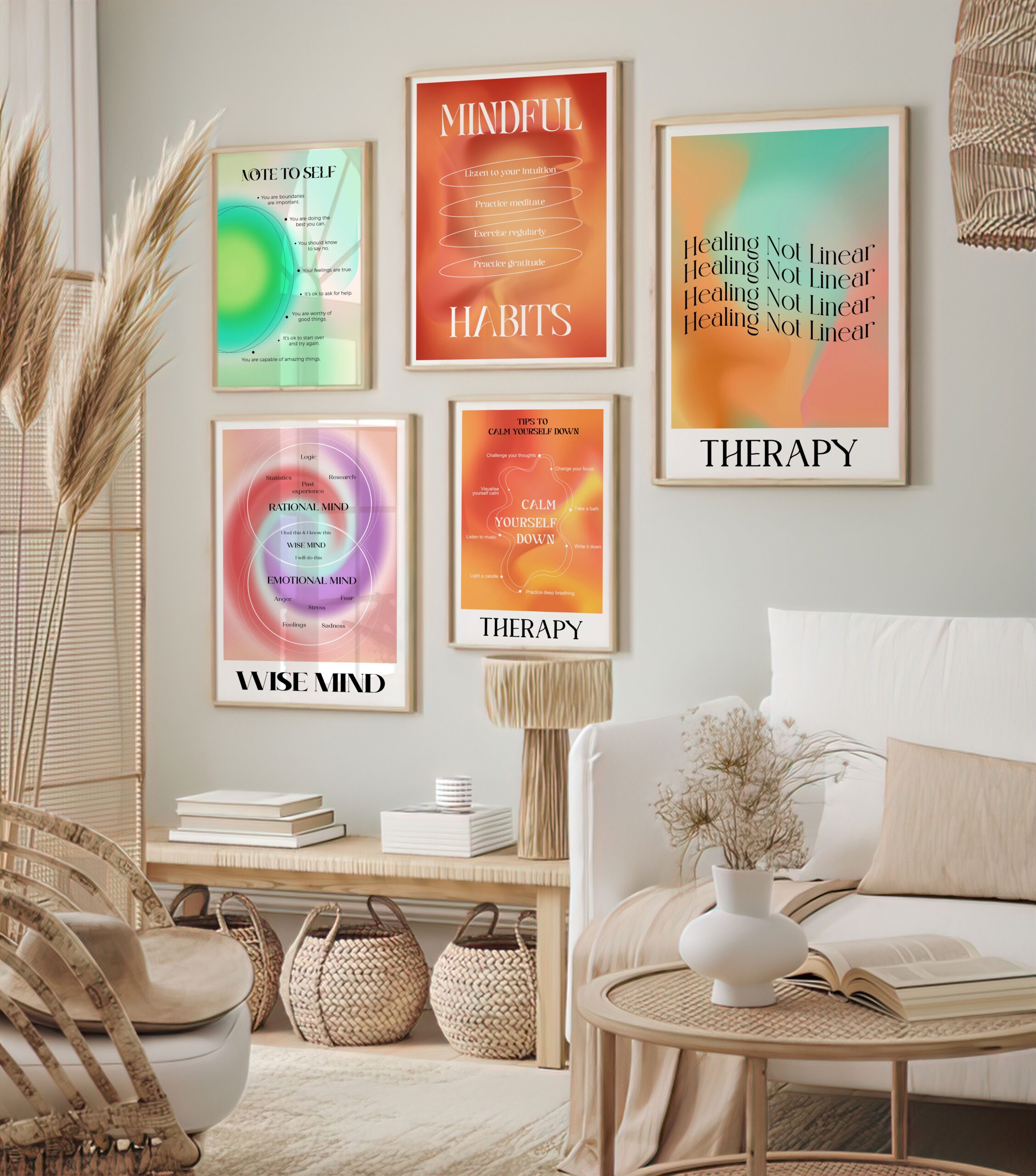 Healing Not Linear Aura Pink Mental Health Wall Art - Image 6