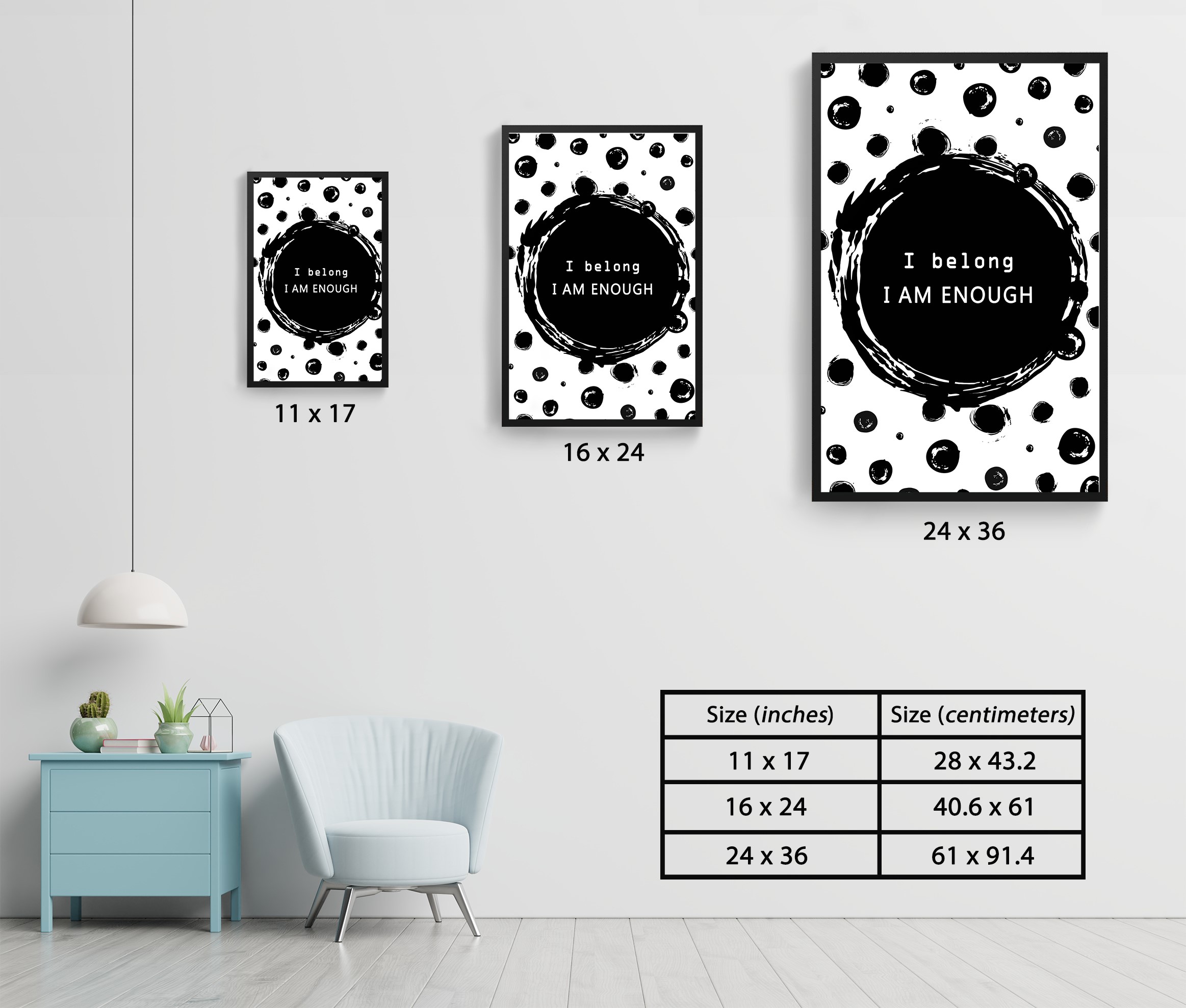 I Belong I Am Enough Growth Mindset Quote Wall Art - Image 7