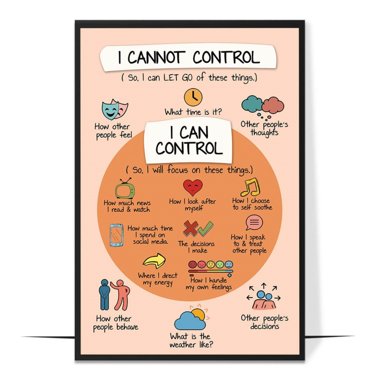 I Can Control poster — A calm boho circle holding the few things truly ours — our eff