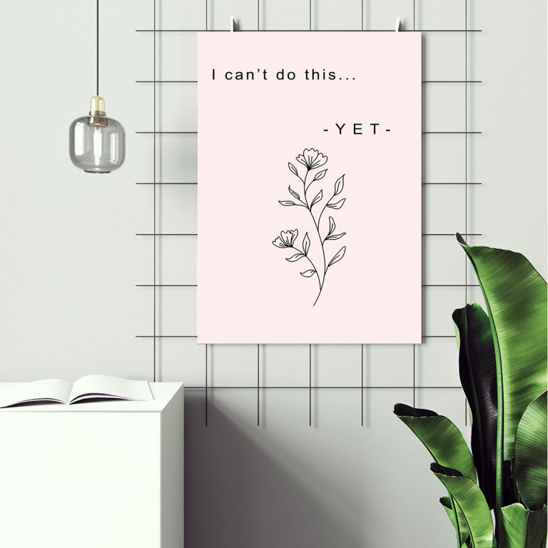 I Can't Do This Yet print framed and displayed in a classroom