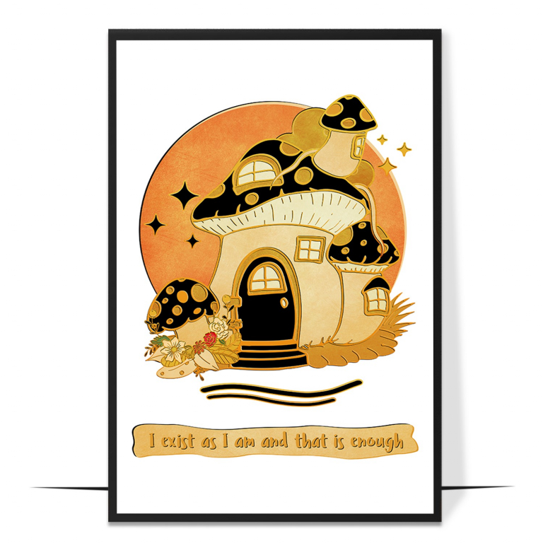 I Exist As I Am hand-drawn wall art print — A still, luminous celestial figure floating