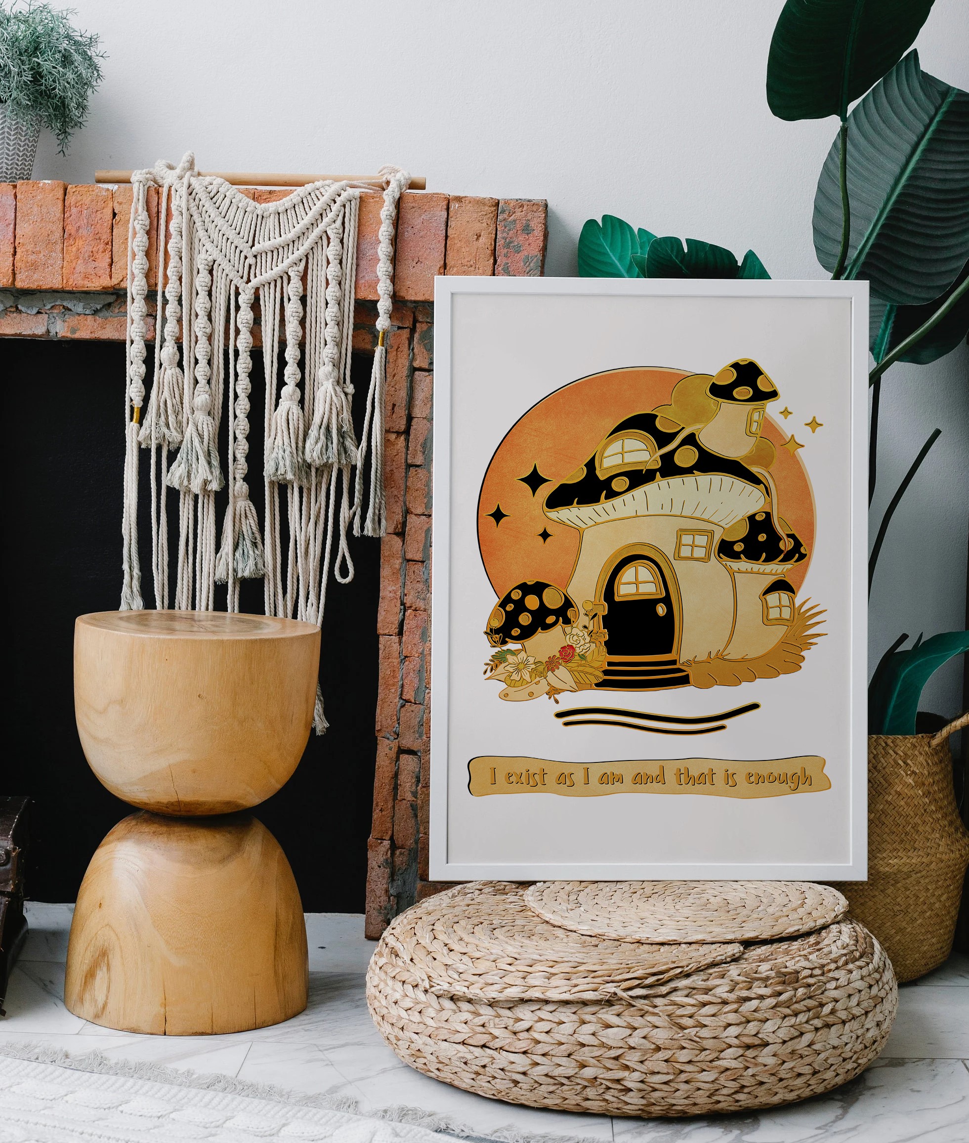 I Exist As I Am Hippie Positive Mental Health Wall Art - Image 2