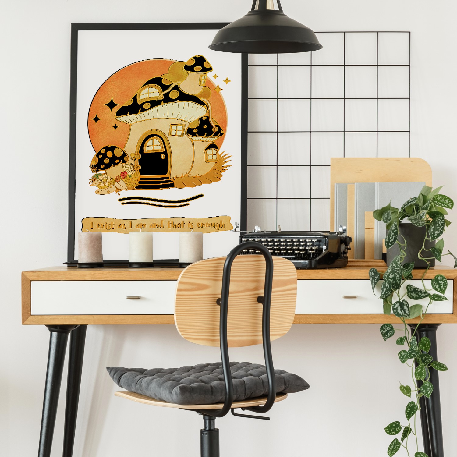 I Exist As I Am Hippie Positive Mental Health Wall Art - Image 3