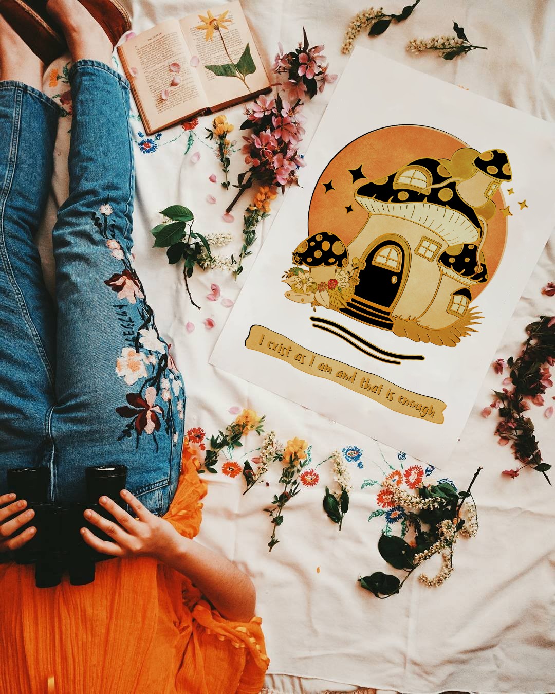 I Exist As I Am Hippie Positive Mental Health Wall Art - Image 5