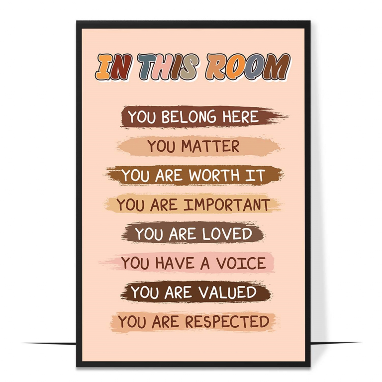 In This Room hand-drawn boho print — A boho list of shared values like kindness, re