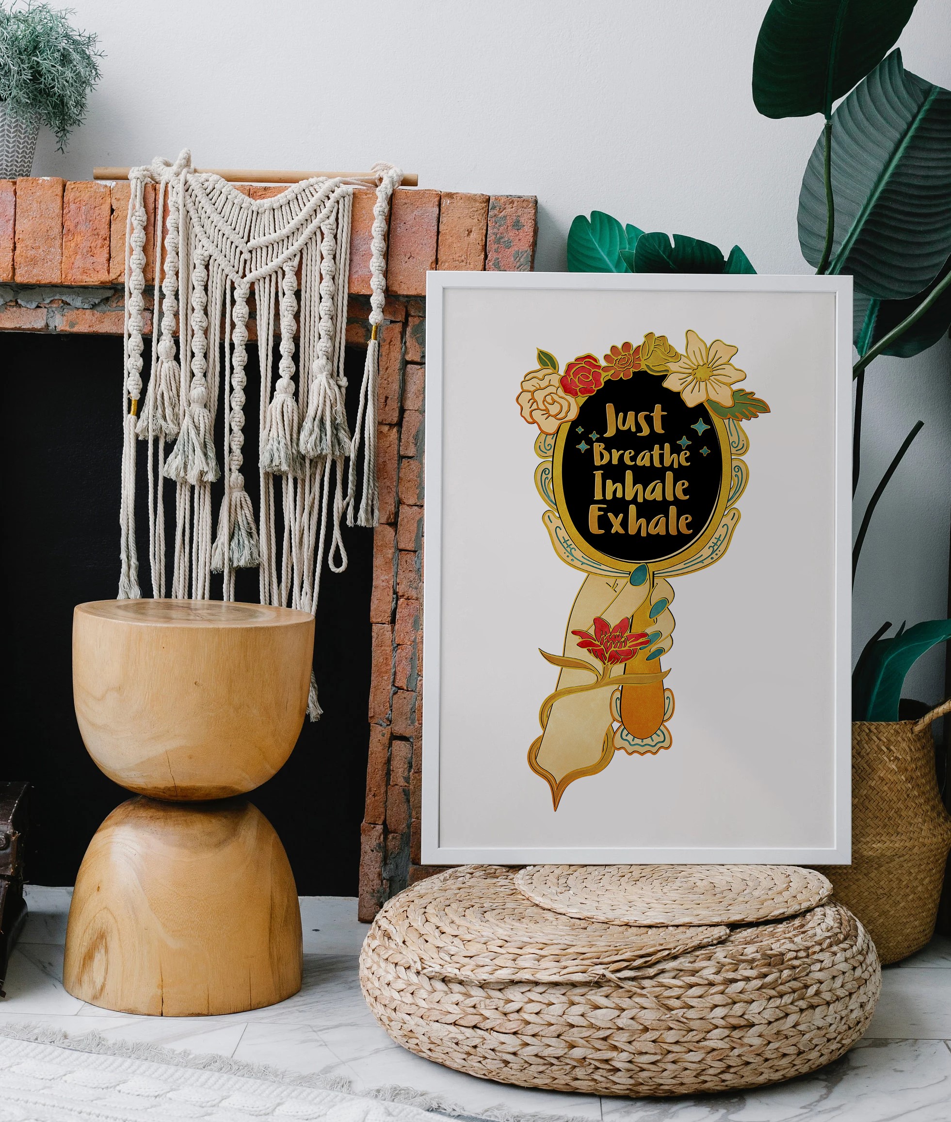 Inhale Joy Exhale Worry Hippie Mental Health Wall Art - Image 2