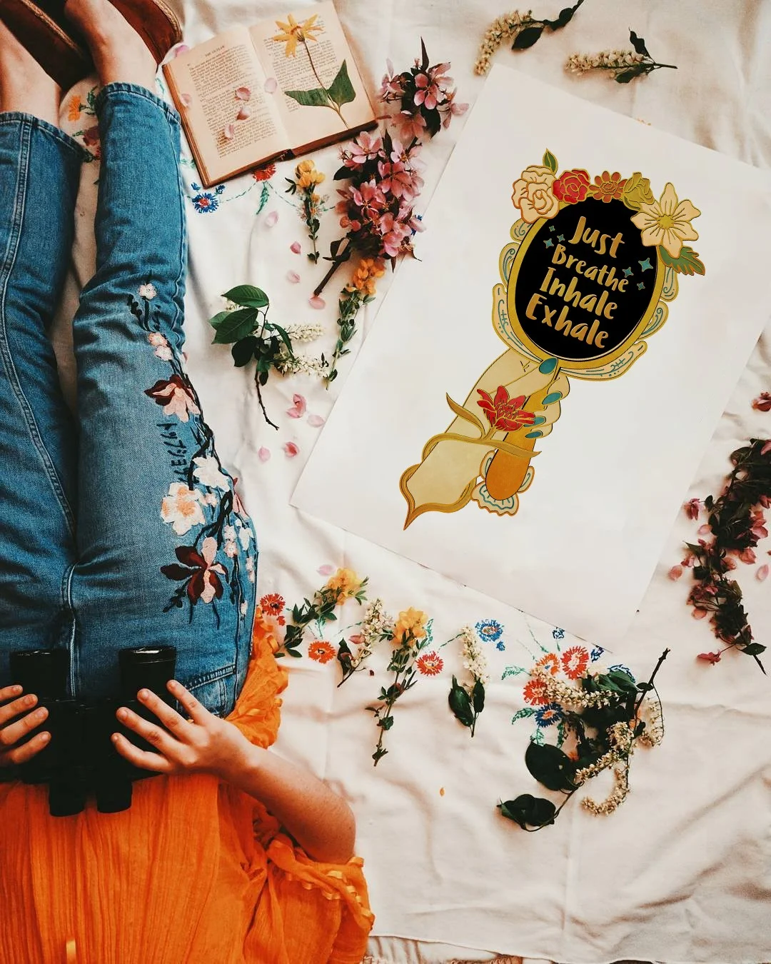 Inhale Joy Exhale Worry Hippie Mental Health Wall Art - Image 4