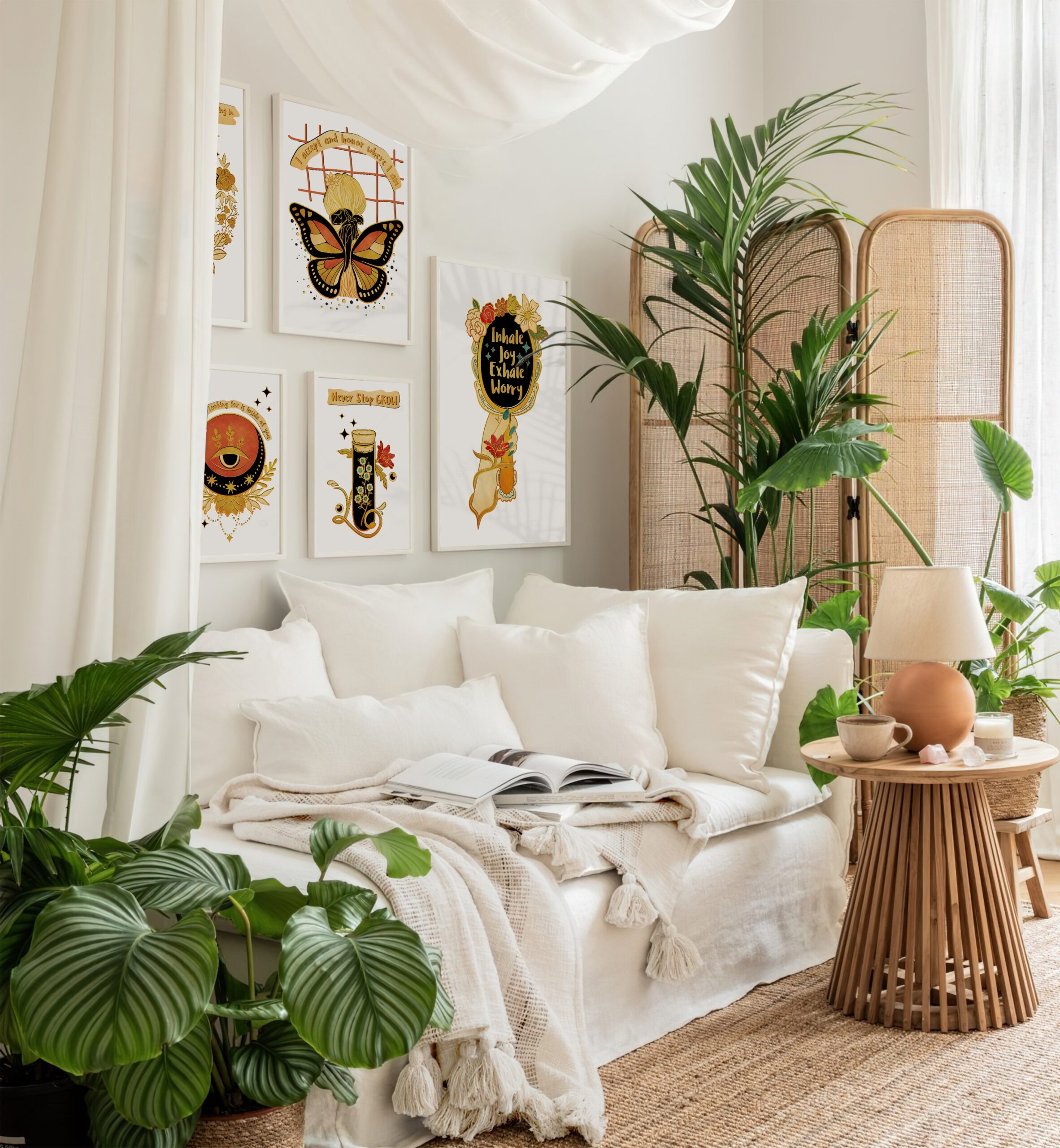 Inhale Joy Exhale Worry Hippie Mental Health Wall Art - Image 5