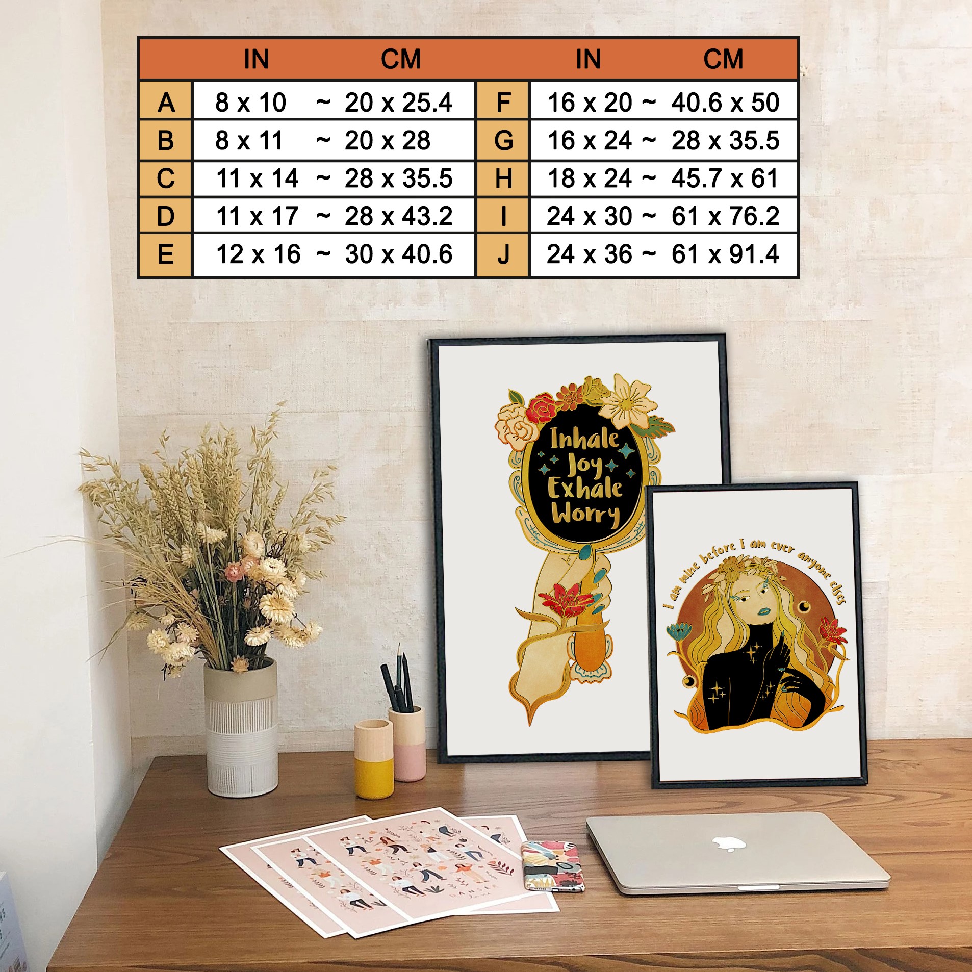 Inhale Joy Exhale Worry Hippie Mental Health Wall Art - Image 7