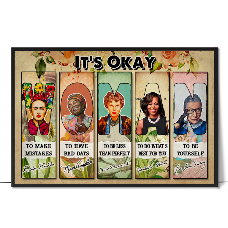 It's Okay hand-drawn poster — Soft hand-lettered type in a warm, vintage palet
