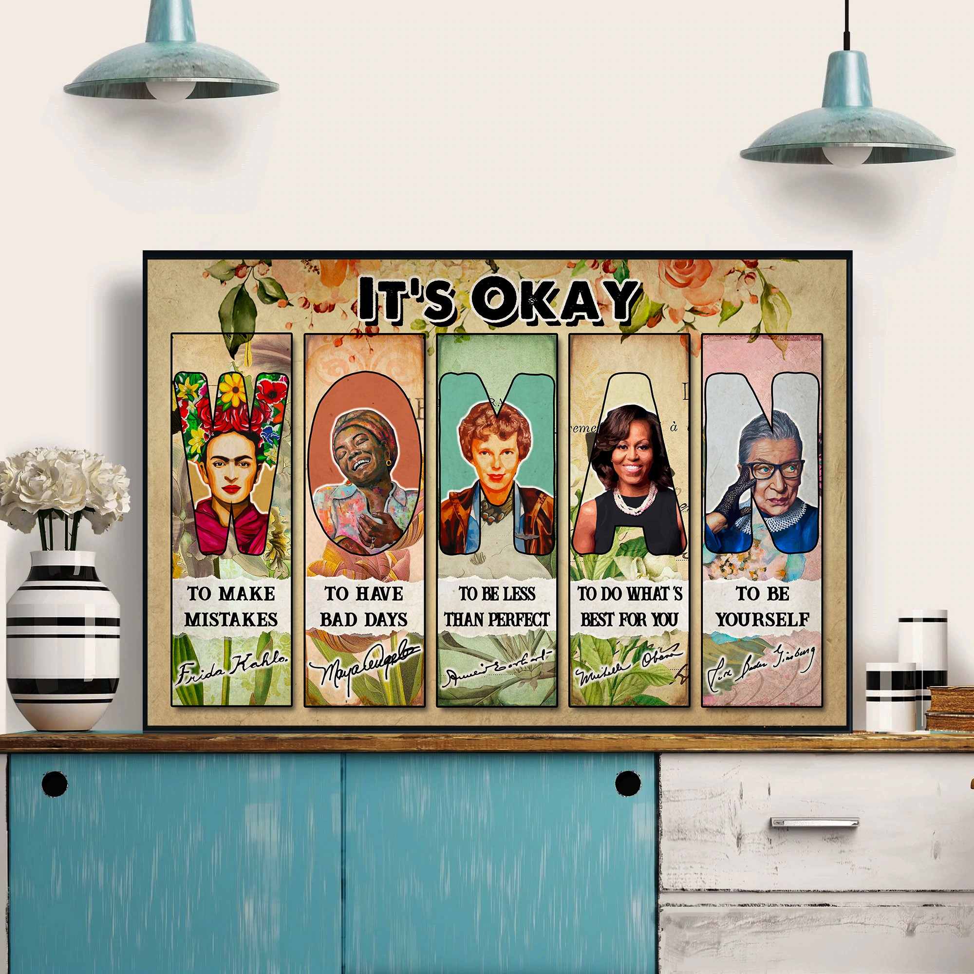 It's Okay Feminist Vintage Inspirational Quote Wall Art - Image 3