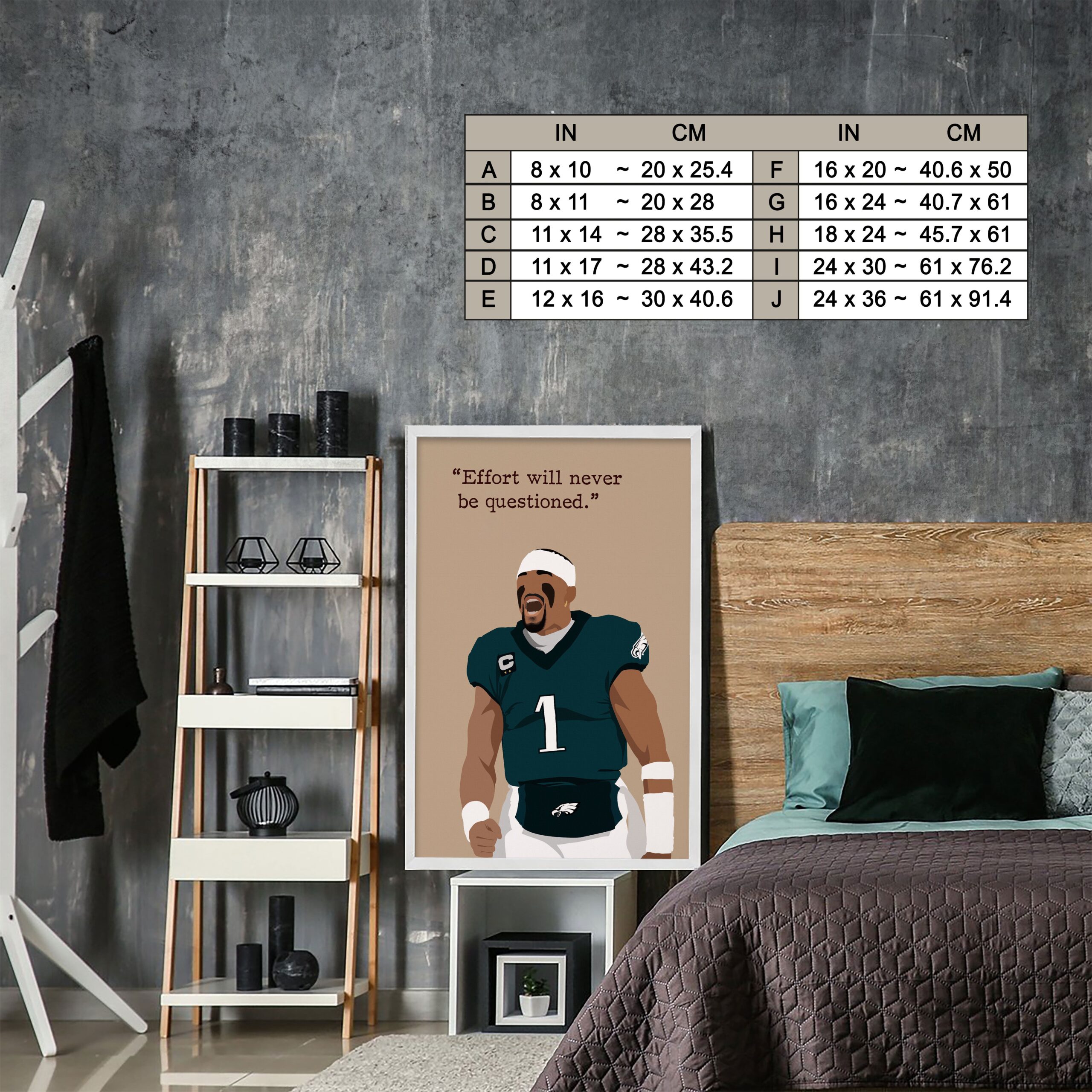 Jalen Hurts Rugby Motivational Quote Wall Art - Image 7