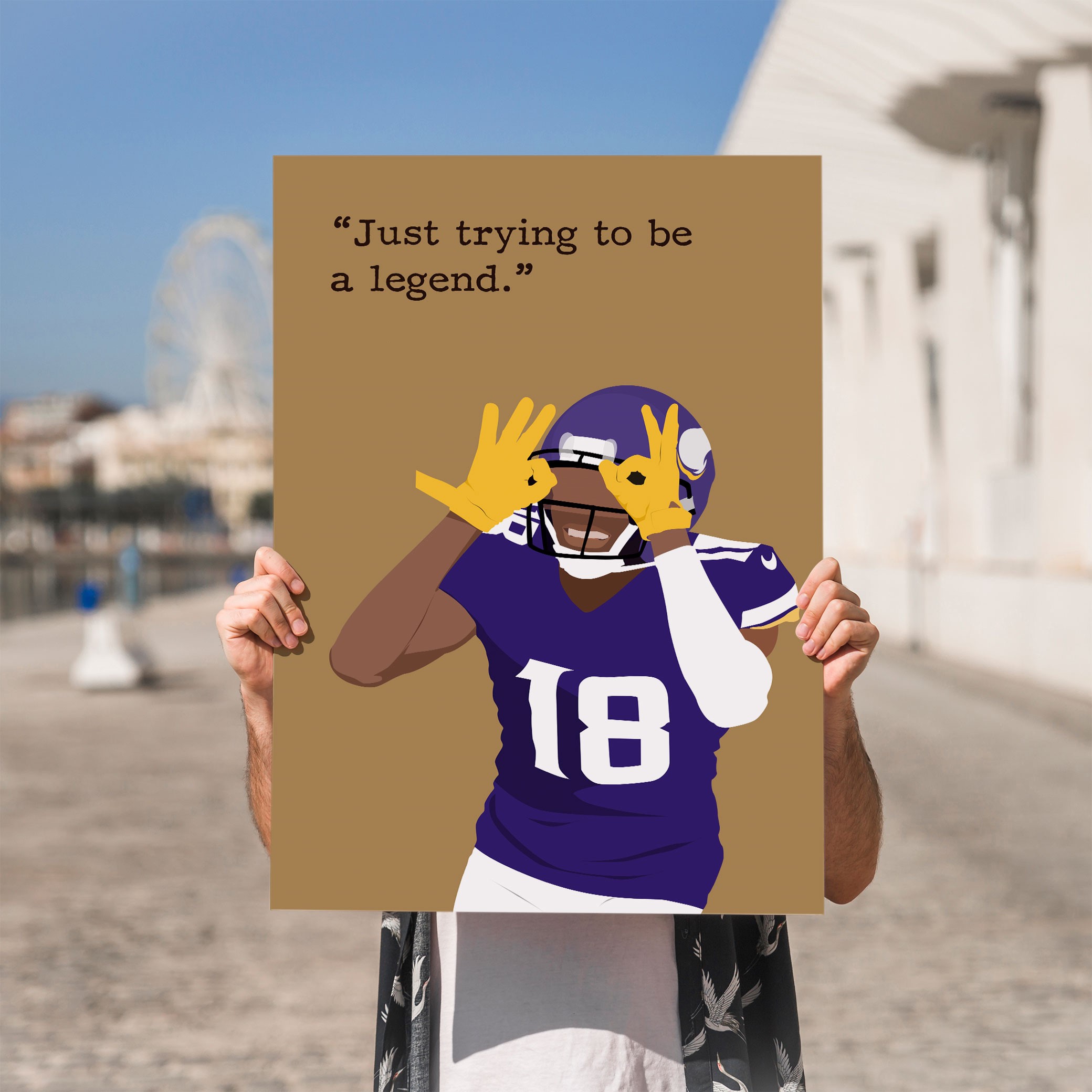 Justin Jefferson Rugby Superstar Hand-drawn Wall Art - Image 2