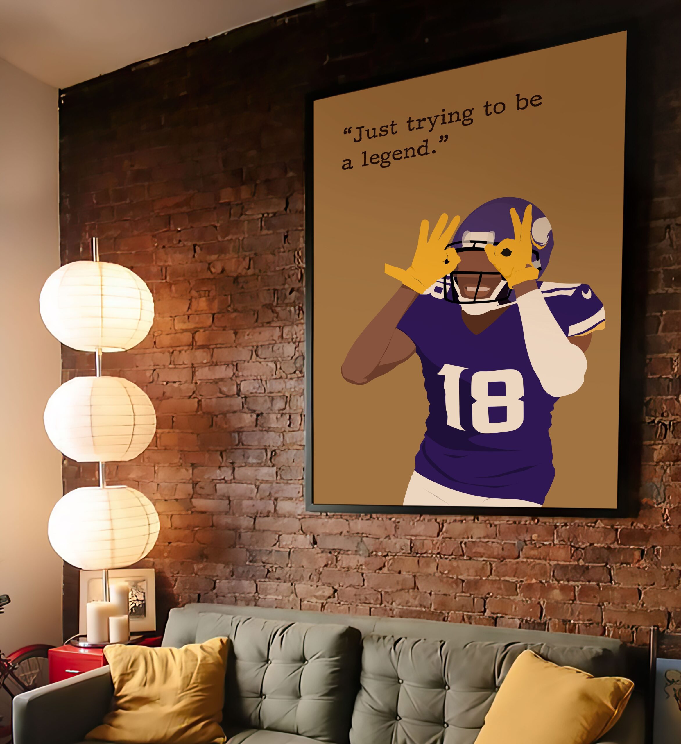 Justin Jefferson Rugby Superstar Hand-drawn Wall Art - Image 3