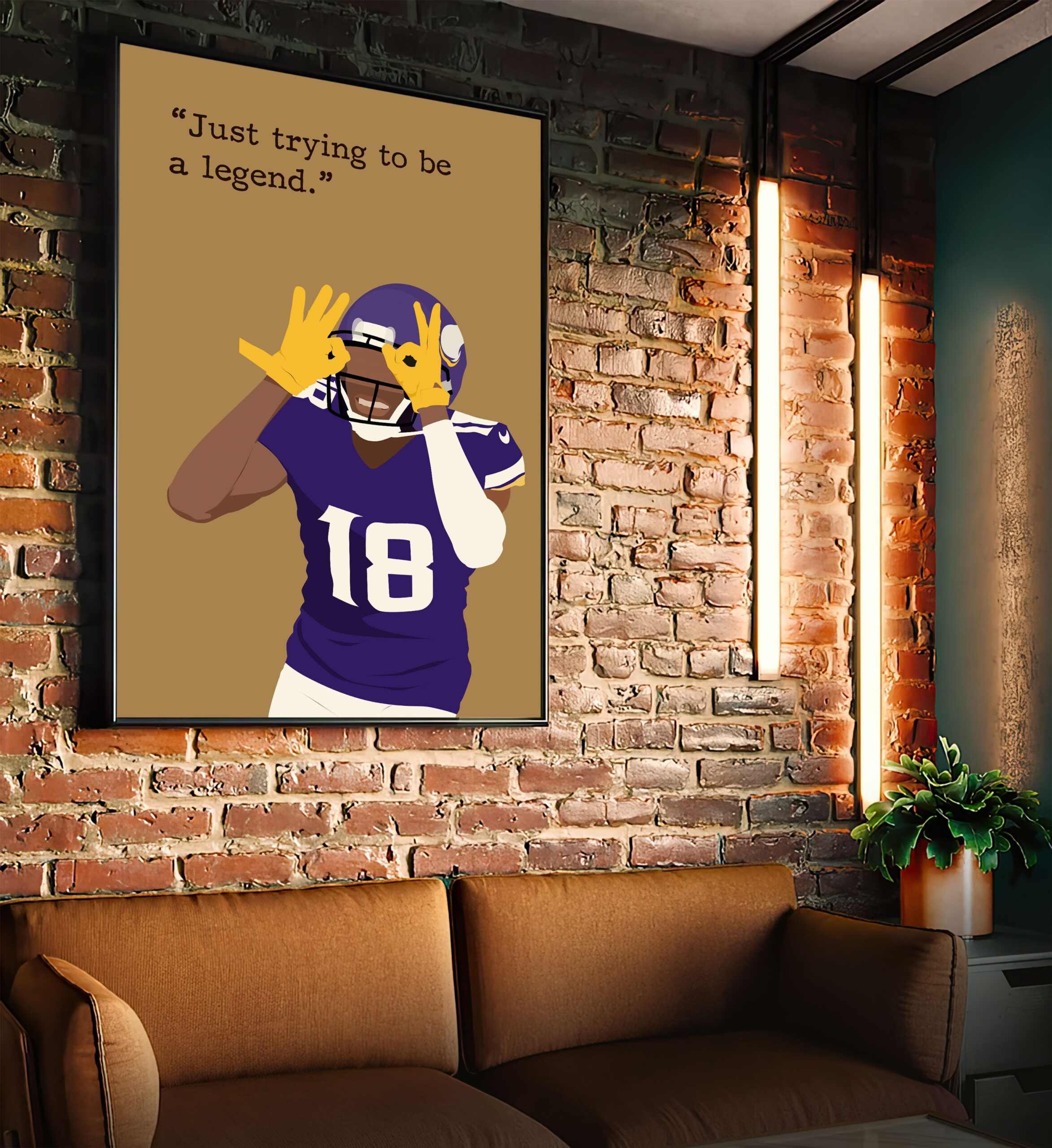 Justin Jefferson Rugby Superstar Hand-drawn Wall Art - Image 6