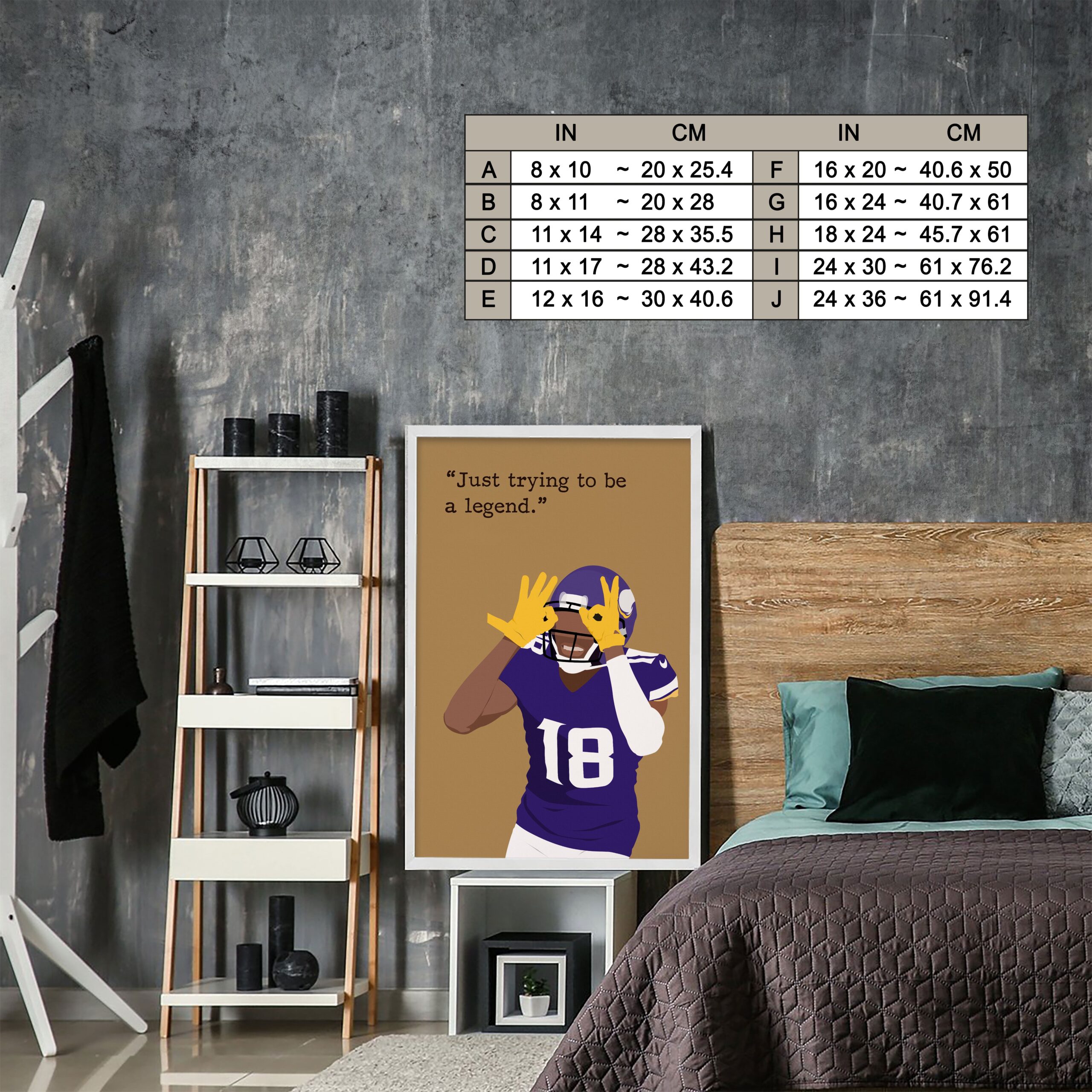 Justin Jefferson Rugby Superstar Hand-drawn Wall Art - Image 7