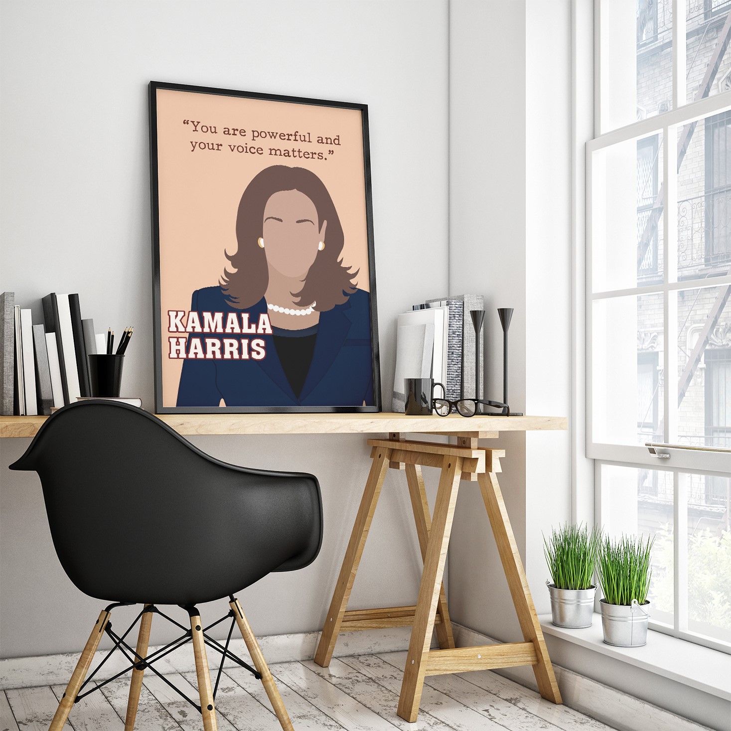 Kamala Harris Empowered Women Inspirational Quote Wall Art - Image 3